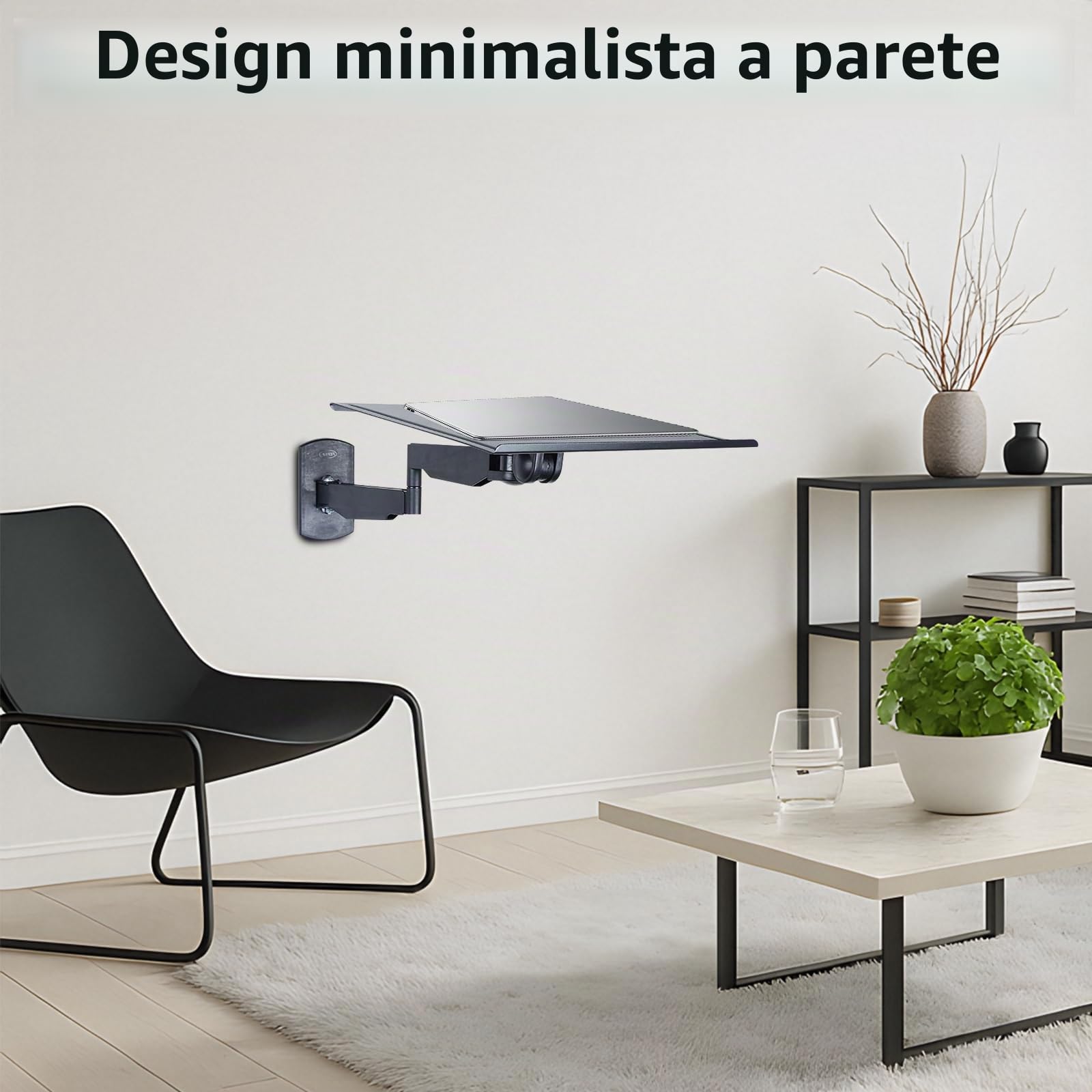 Upgrade 2025 - Supporto da parete per laptop con braccio telescopico, 400 x 300 mm, piastra di conducibilità di 90°, girevole a 180°, per laptop, tablet, notebook e tastiera