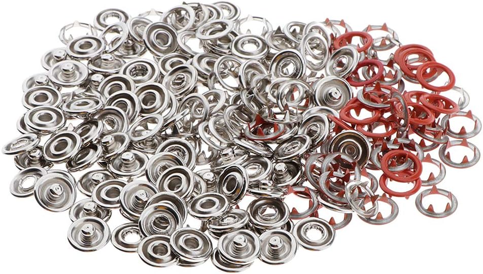 Sharprepublic 9 5mmリングスナップ 50組 金属 スナップボタン 手芸用品 装飾 補修 多用途 アメリカンホックボタン オレンジ