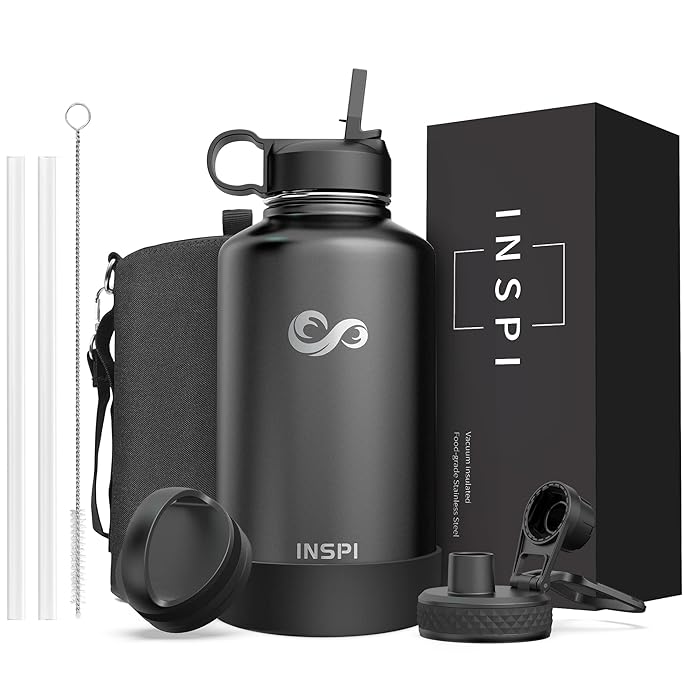 Buy Water Bottles Insulated 64oz, INSPI Water Bottle with Straw Lid, Half Gallon Large Water Jug