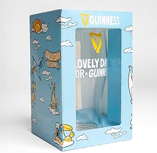 20oz Tulip Pint Glass – “Lovely Day for a Glass | Official Merchandise Embossed Gold Harp – Classic Irish Barware