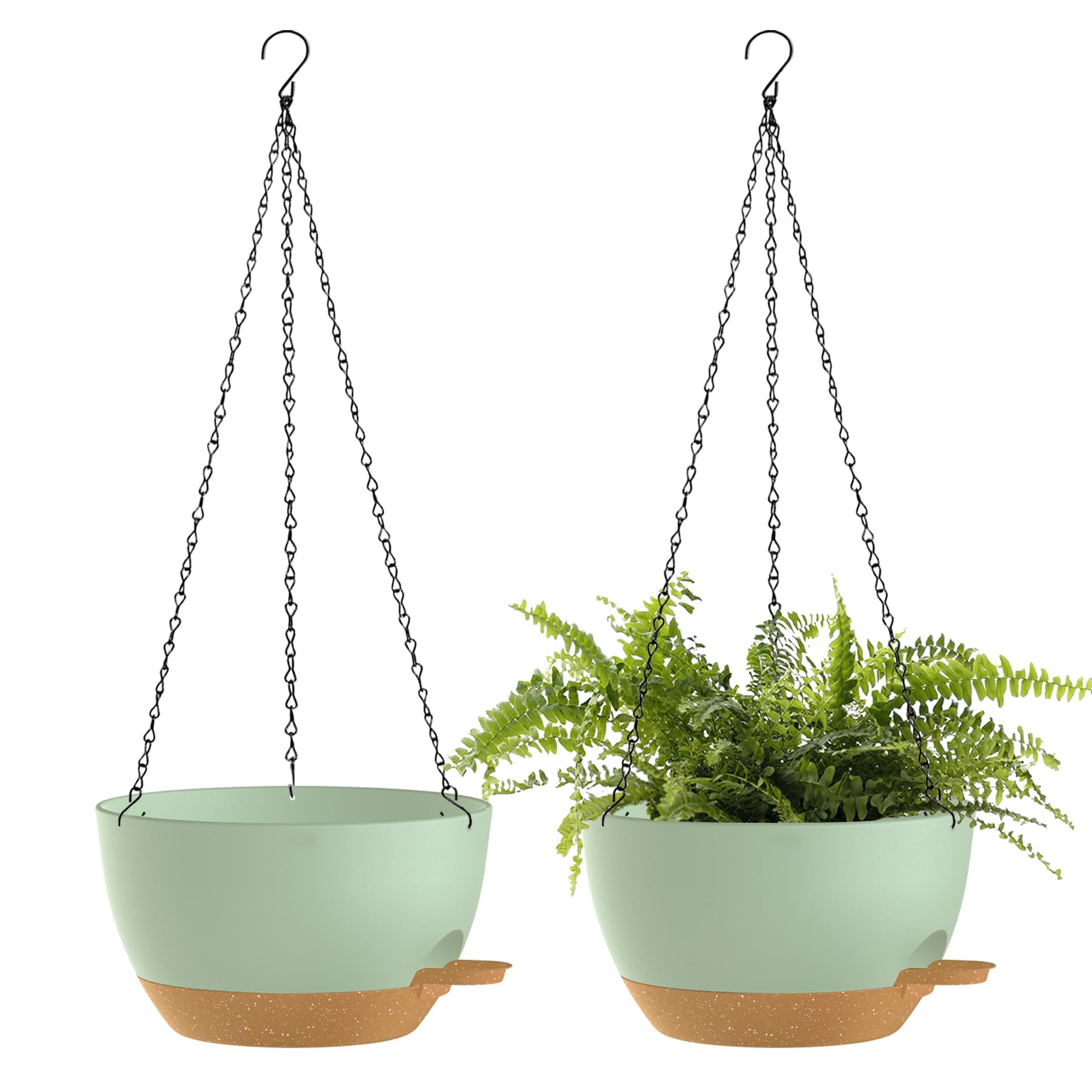 SQKH 12 Inch Self-Watering Hanging Planters Green Brown