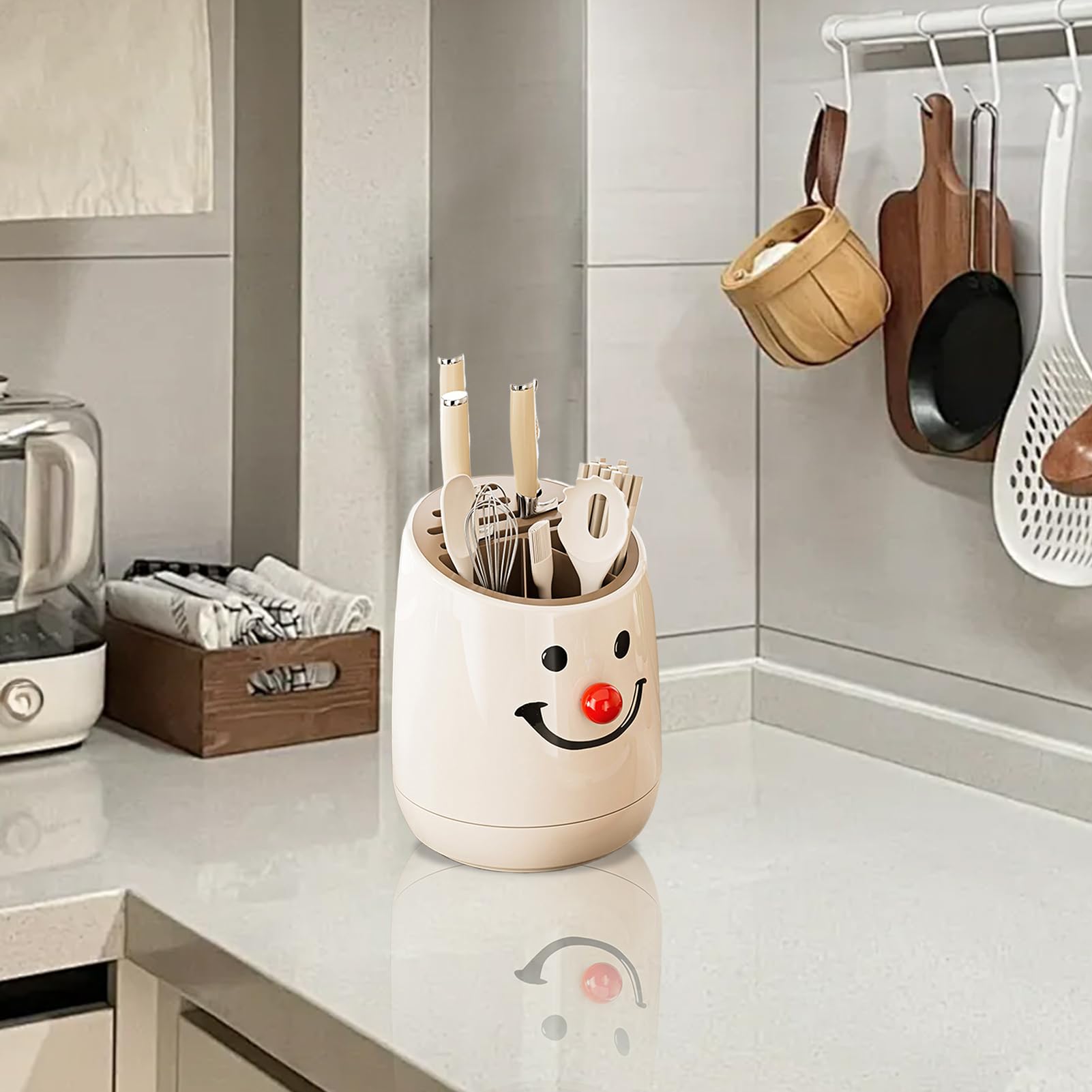 Rotating Kitchen Cutter Holder – rotating cutter block° Compact Storage Organizer with Cute Design | Space-Saving Knife & Utensil Stand for Home, Family Cooking, and Kitchen Countertop Organization