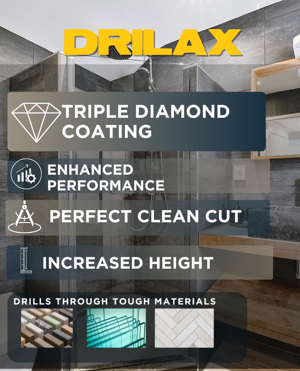 Drilax - Broca perforadora para sierra perforadora de diamantes, granito de vidrio, cerámica y porcelana, 7 pulgadas, para cocina, baño, ducha