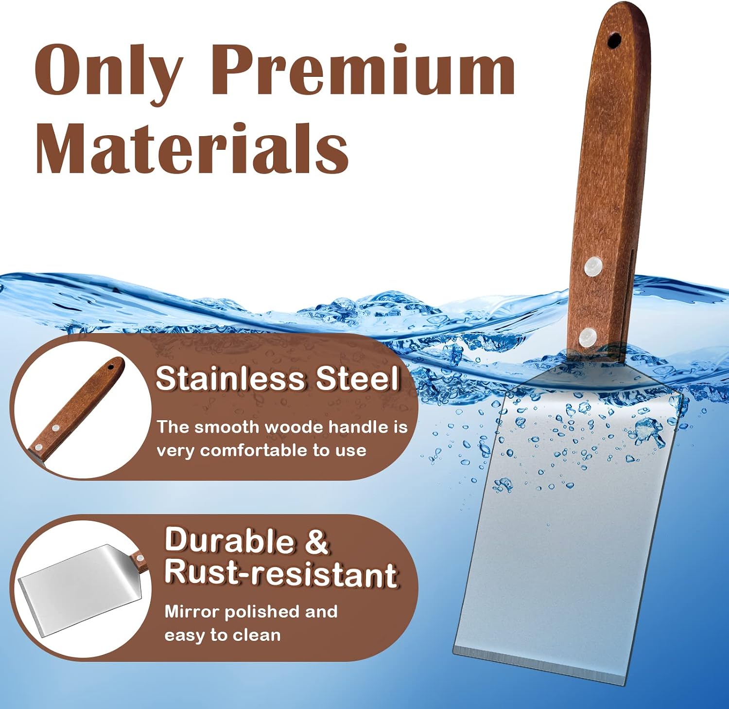 4 Pcs Small Brownie Cookie Spatula Metal Stainless Steel Spatula with Wooden Handle for Desserts Cutting and Serving Desserts, Brownies and Lasagna