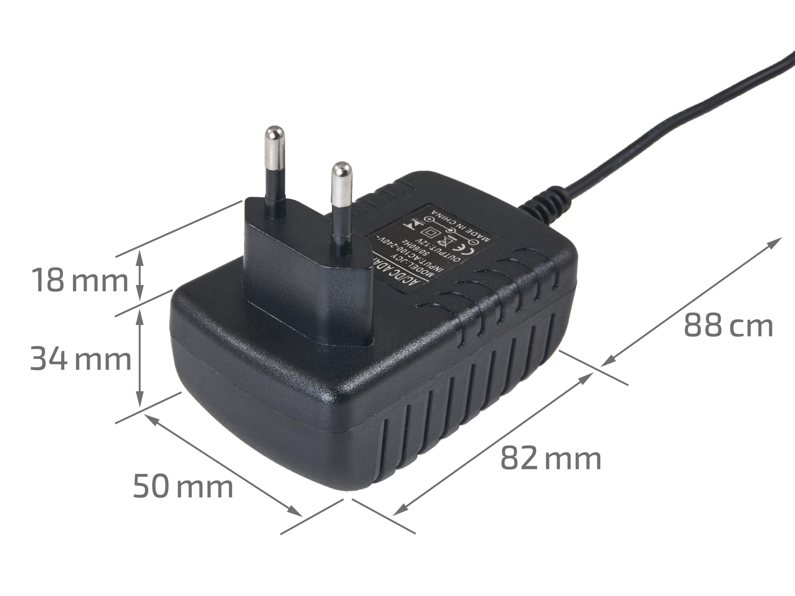 Zasilacz Wtyczkowy LED 12V 24W 2A – Z Włącznikiem – Zasilacz do Taśm LED, Sprzętu Audio, Urządzeń Elektronicznych – IP20 – Pasywne Chłodzenie – 82 x 50 x 34 [mm] (Czarny)