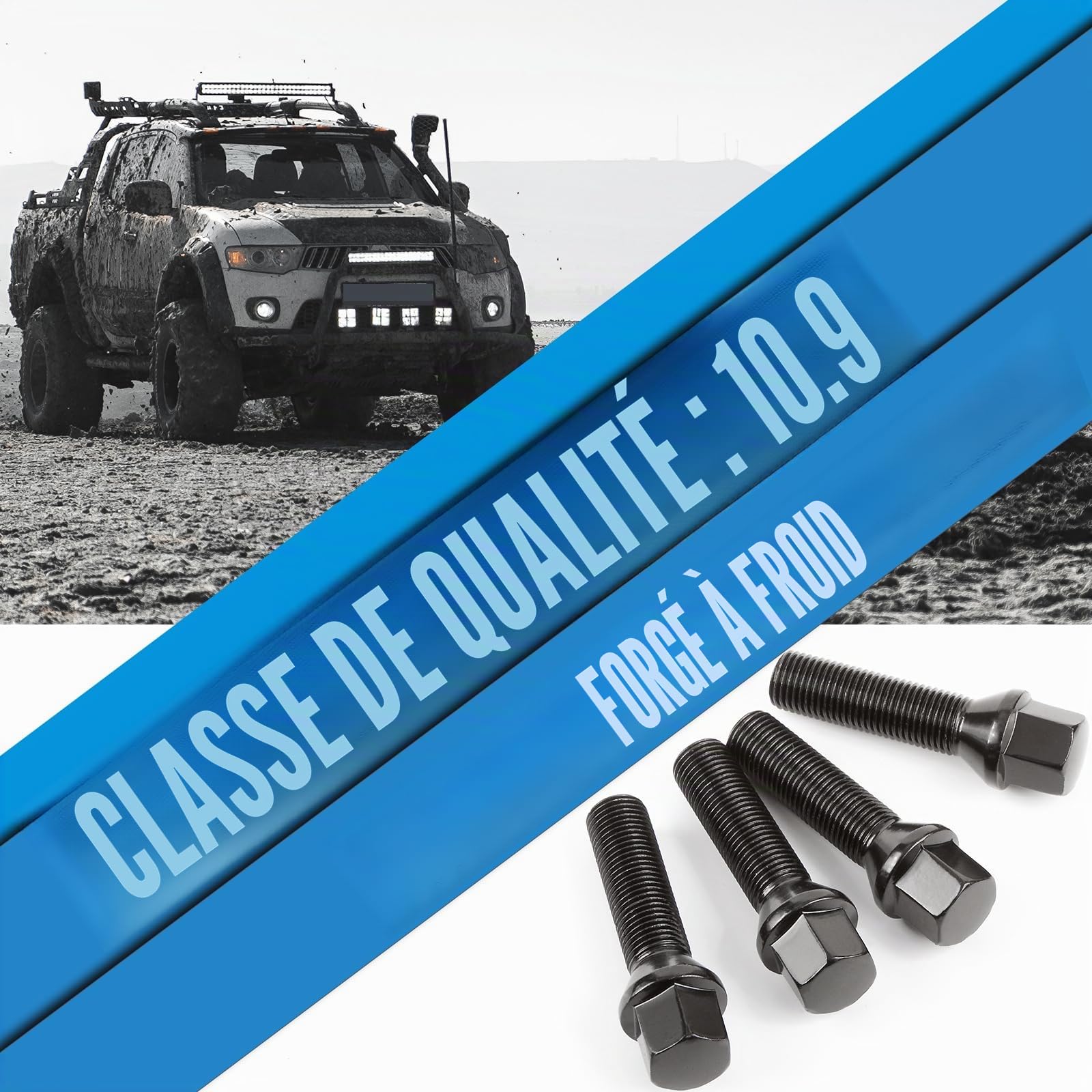 20 Boulons de Roue Filetage 45 mm Pour Élargisseurs de Voie I M14x1,5x45mm I Siège Conique CLÉ 17 mm I Compatibles avec Jantes Aftermarket pour Audi et VW