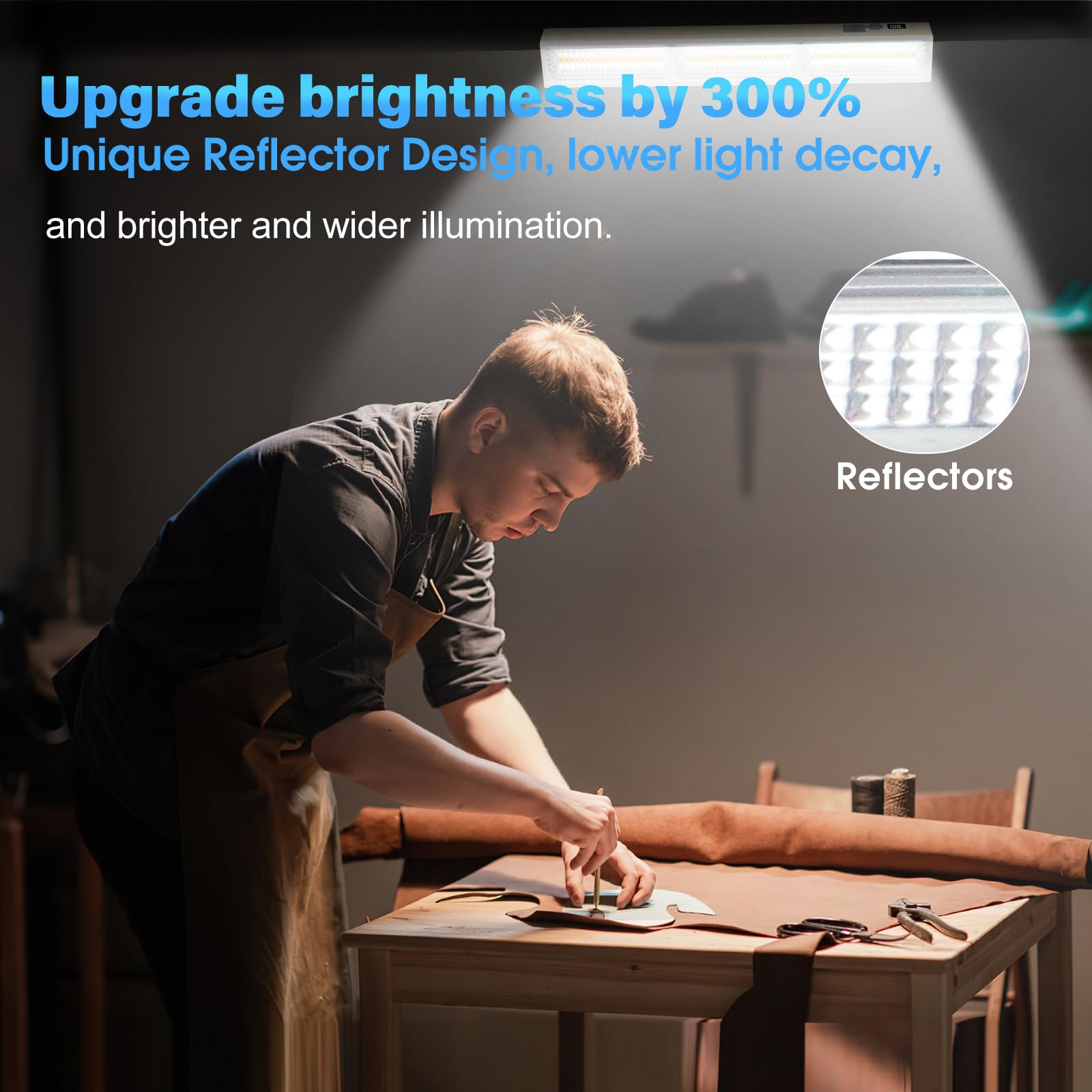 LETOUR Lampes rechargeables 4000 lumens 30 cm Tube LED Barre lumineuse de travail, 3 modes d'éclairage 5000 mAh Portable IPX6 Étanche Lampe d'urgence magnétique pour camping, pêche, abri de jardin