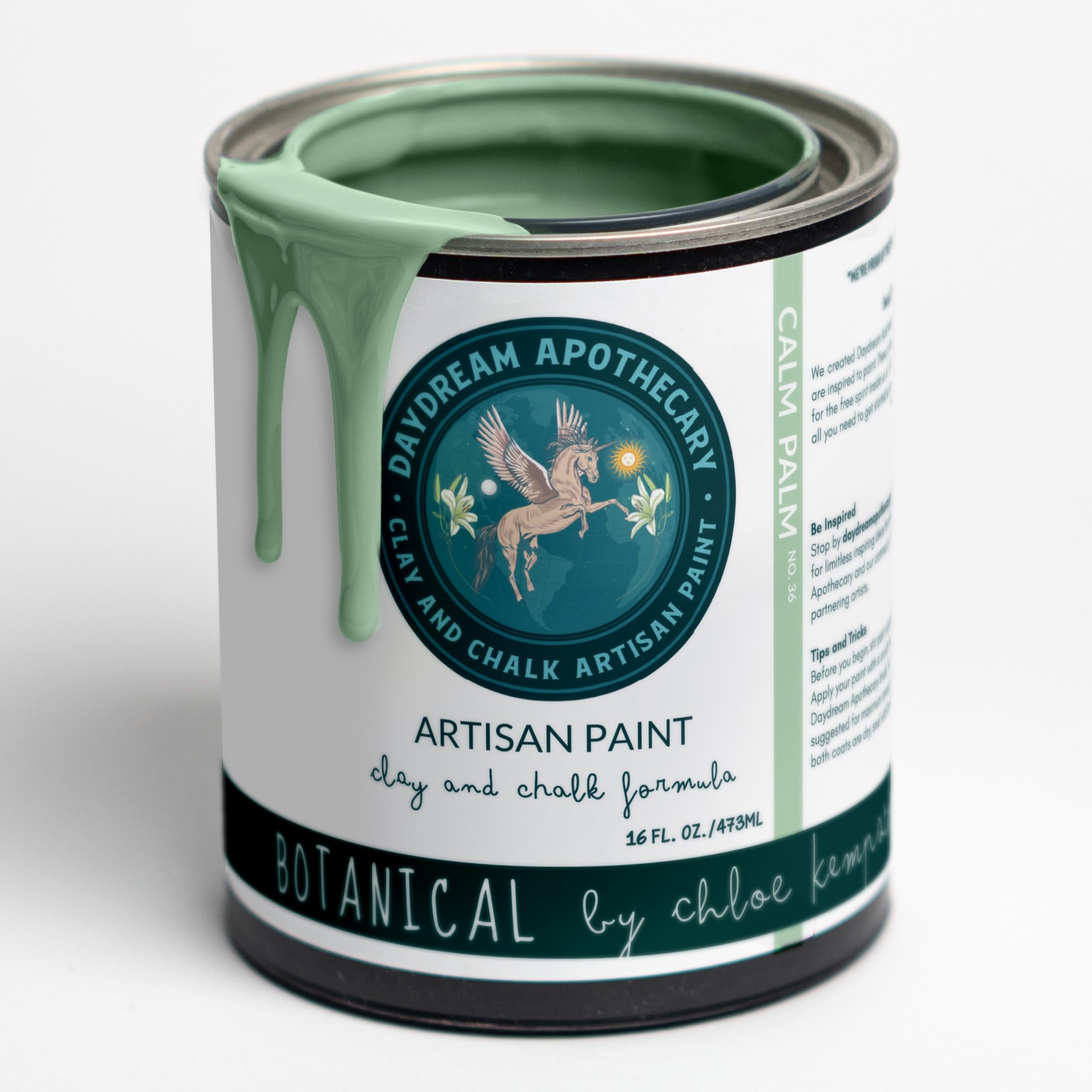 Daydream Apothecary Premium Chalk Style Paint for Furniture, Home Décor, Wood, DIY Interior Projects, Quick Dry, No Prep or Prime Needed, Matte Light Sage Green - 16oz