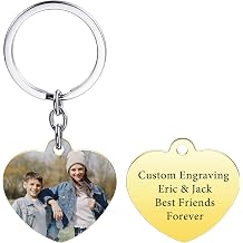 VIBOOS Personalized Heart Keychain Pendant Engraved for Women Stainless Steel