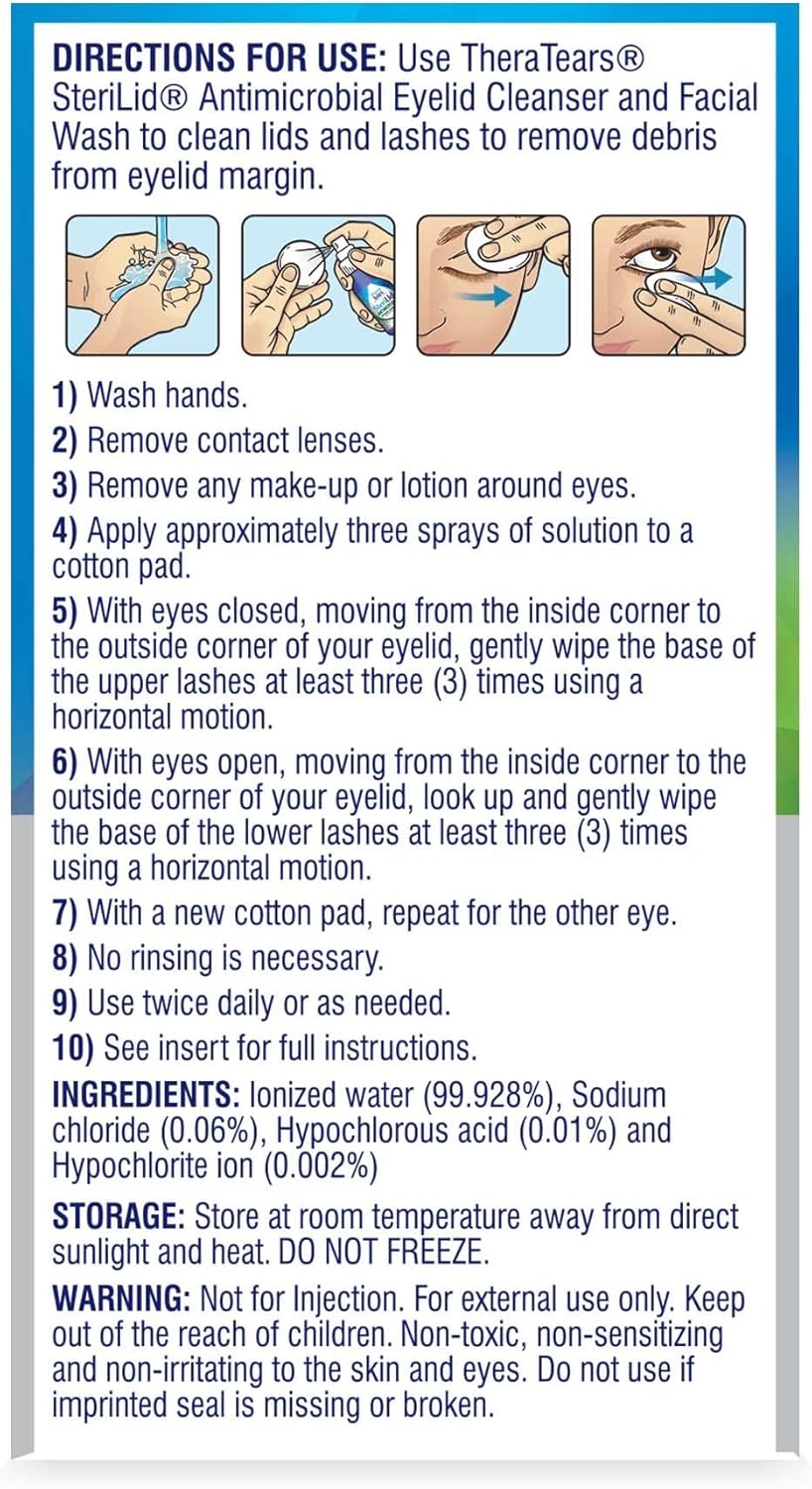 TheraTears SteriLid Antimicrobial Eyelid Cleanser and Face Wash, for Eye Care, 2 Fl Oz - Image 7