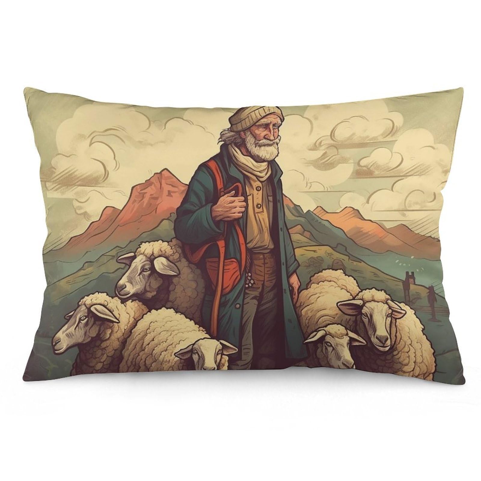 NTVOWPZO 2 Pack Decoration Throw Pillow Covers 16 "x24 Pillowcases Covers Man Leads The Sheep Pillowcases Modern Farmhouse Home Decor Sofa Cushions Covers for Couch Bed Living Room