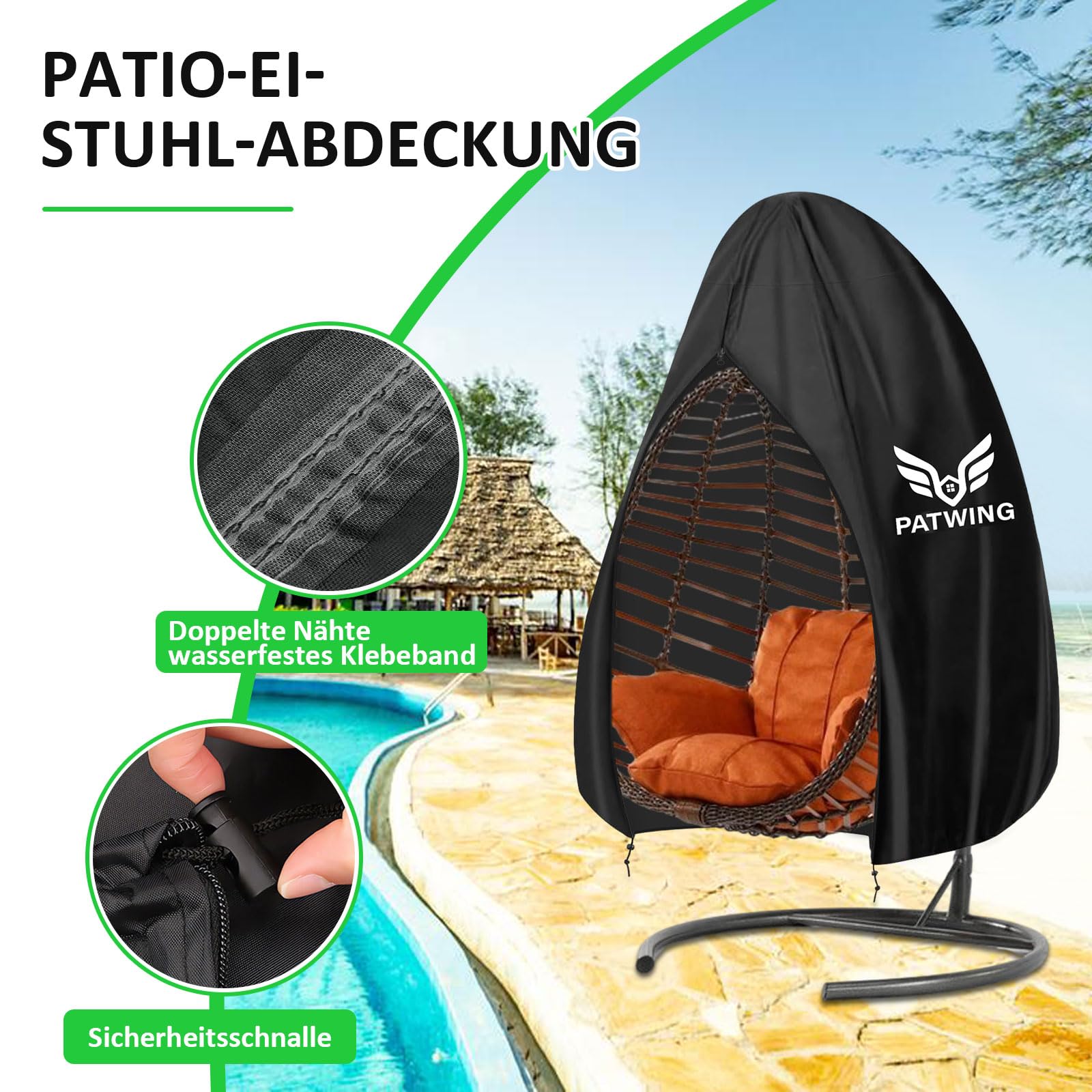 Housse De Chaise Suspendue, Housse De Balançoire à ¿ufs En Osier De Rotin Housse De Meubles De Jardin Anti Poussiere Impermeable Gris