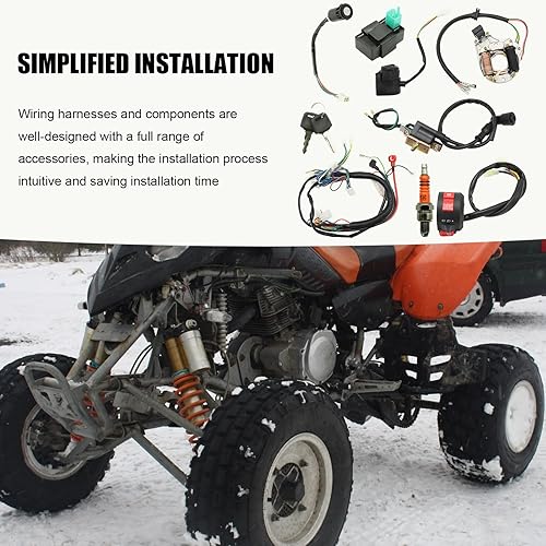Miniatura 4 de Arnés de cableado eléctrico con relé, kit de reparación de solenoide de bobina de estator, repuesto para scooter de 4 tiempos, 50 cc, 70 cc, 110 cc,