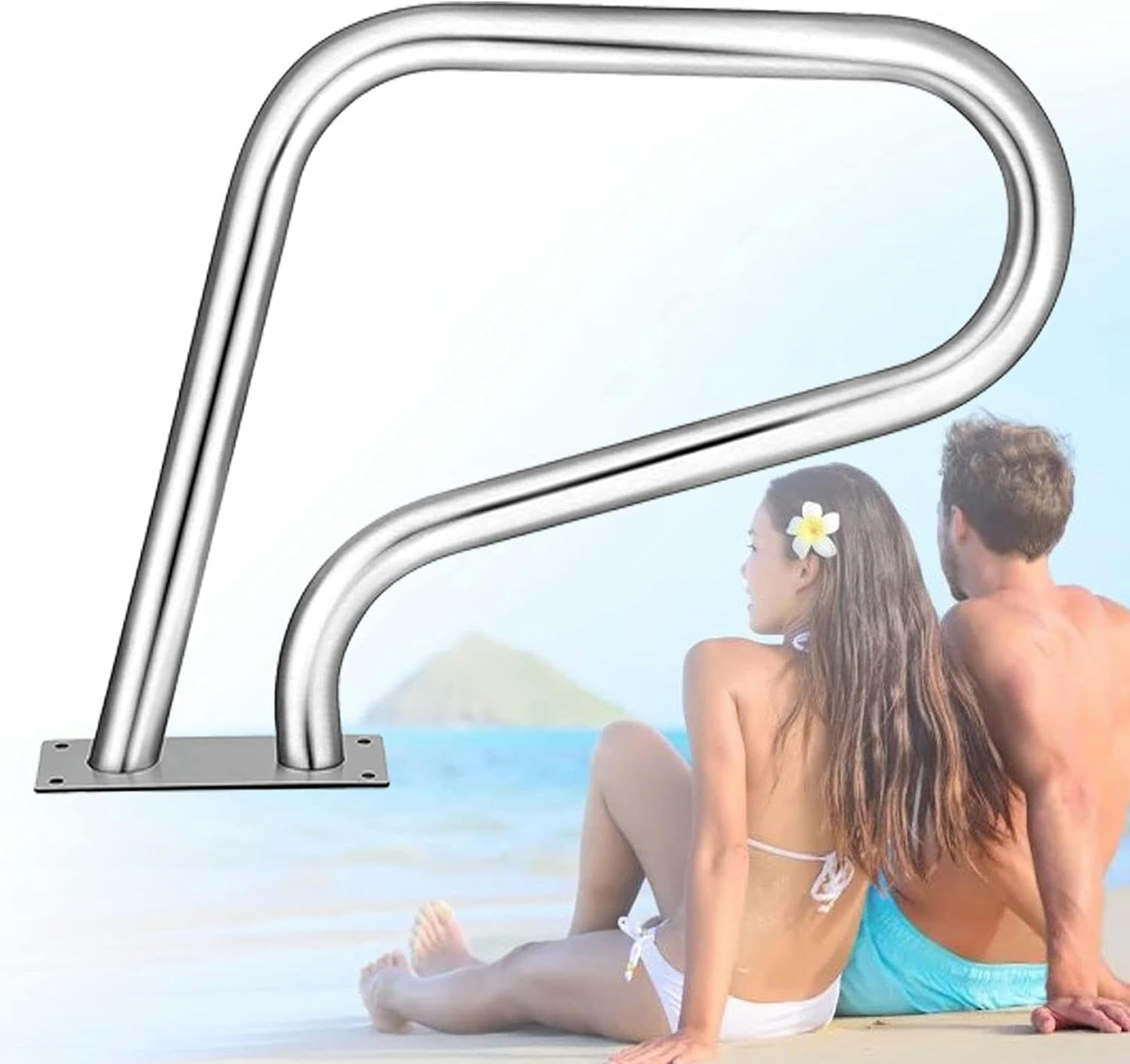 Pasamanos de Piscina Pasamanos de Piscina de Acero Inoxidable 304 Premium para Piscinas enterradas, pasamanos de Seguridad de Piscina con Base de Montaje rápido
