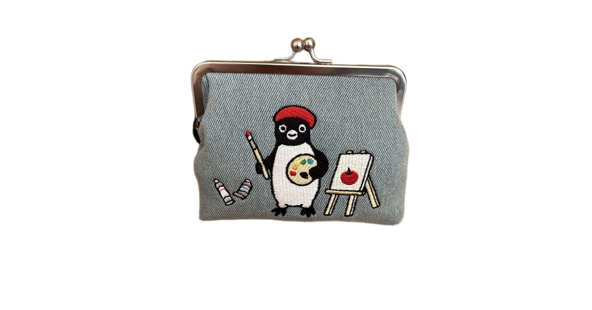 Amazon | suica ペンギン デニム地 刺繍 がま口ポーチ | ノー