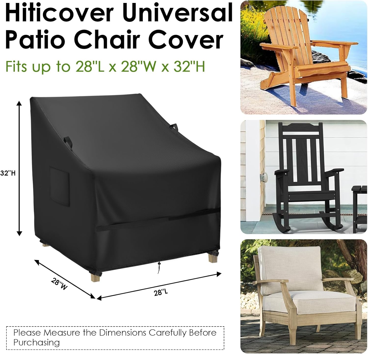 Outdoor Patio Chair Covers 2 Pack, Waterproof Lawn Chairs Cover for Outdoor Furniture, Outside Deck Seat Chair Covers for Winter - 28 x 28 x 32 Inch