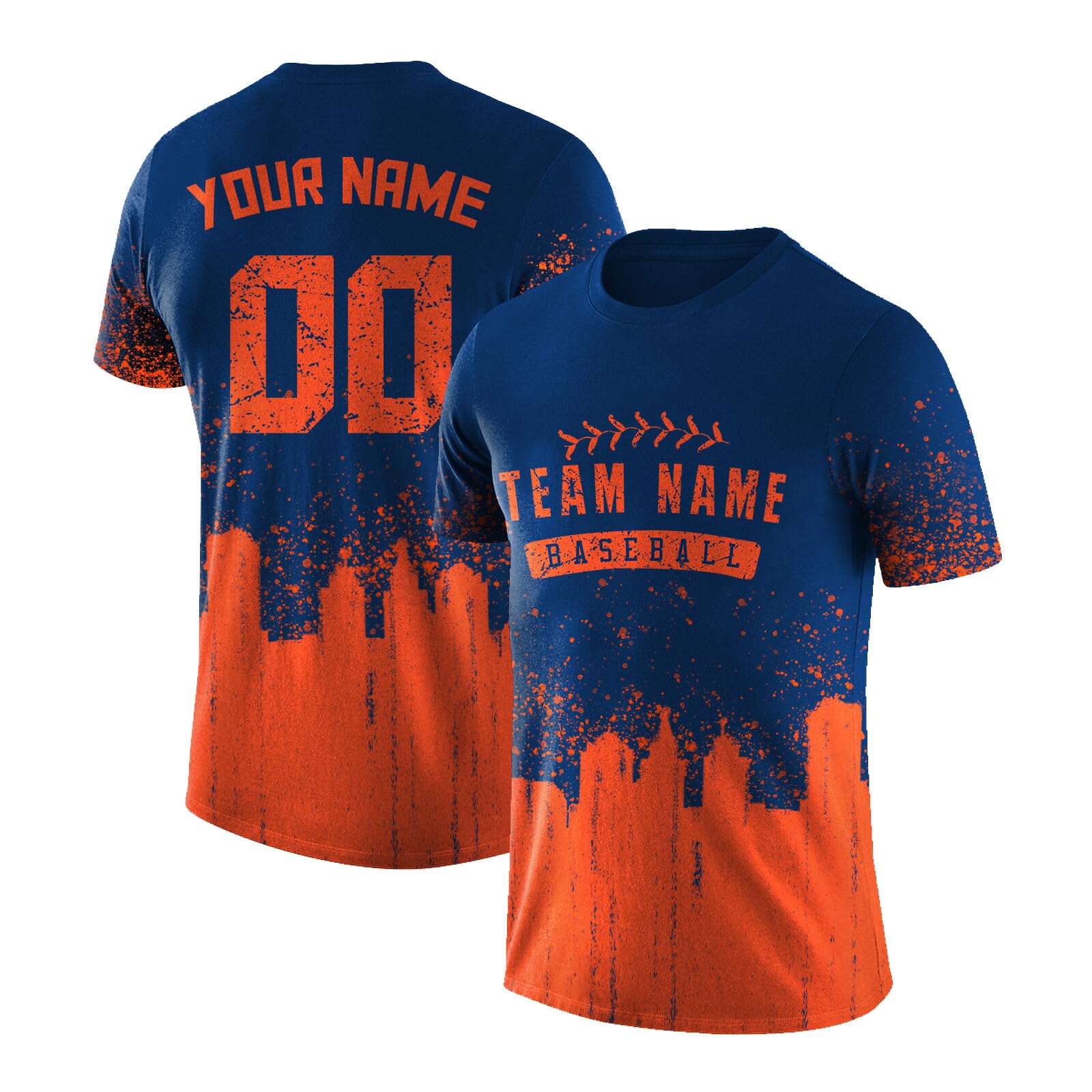 City Custom Baseball T-Shirt Team Graffiti Personalized Short Sleeve Name Number Gift for Baseball Fans