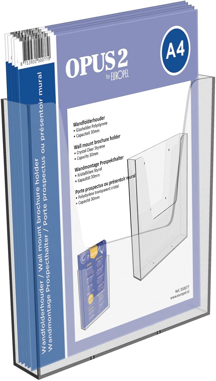 OPUS 2 350077 - Porta-folletos de pared, Plástico sólido, para A4