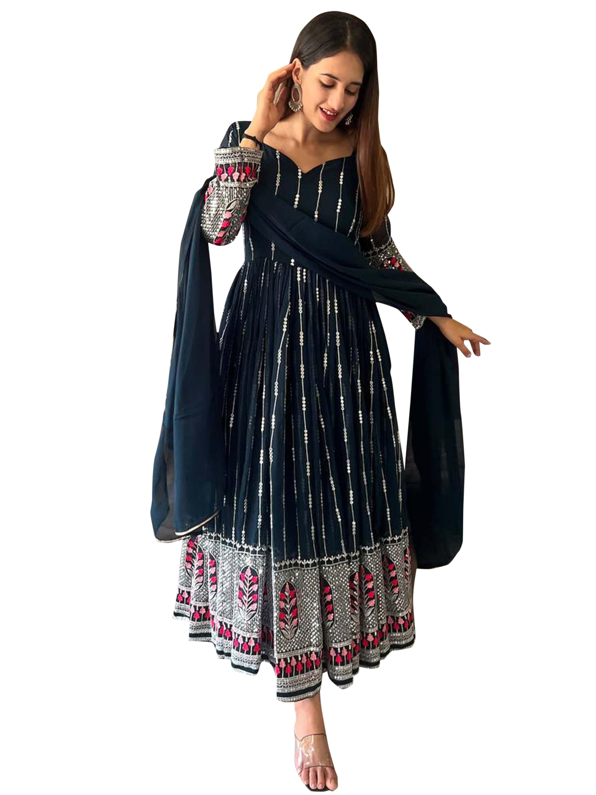Fashion Basket Women's Georgette Anarkali Dress