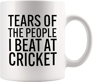 Panvola Tears Of The People I Beat At Cricket Funny Cricket Gifts For Coach Team Players Friends Brother Boyfriend Son From Mom Girlfriend Ceramic Coffee Mug (White, 11 oz)