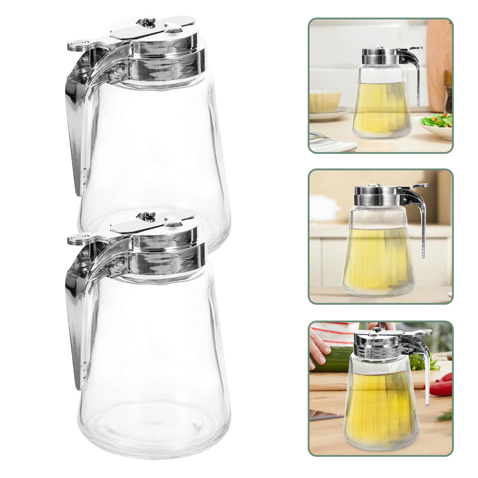 PRETYZOOM Distributeurs de Sirop Matériel Verre et Abs Solide Lot de 2 300ml en Verre Pompe Pratique et Design Minimaliste Cuisine et Bar