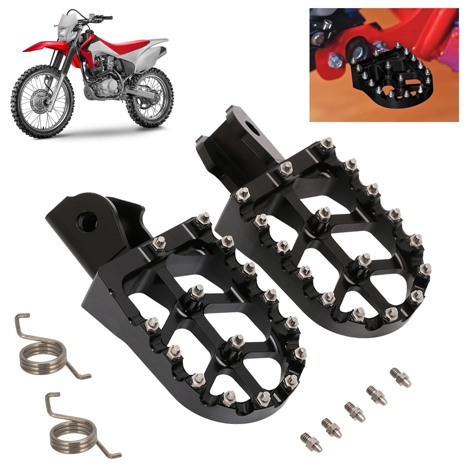NACORE Dirt Bike Foot Pegs Pedal Footpegs for Sur Ron S/X, Talaria Sting MX3/MX4, E-Ride Pro SS 2.0/SS3.0/S/SR, CRF150F/230F 2003-2019, CRF250F 2019-