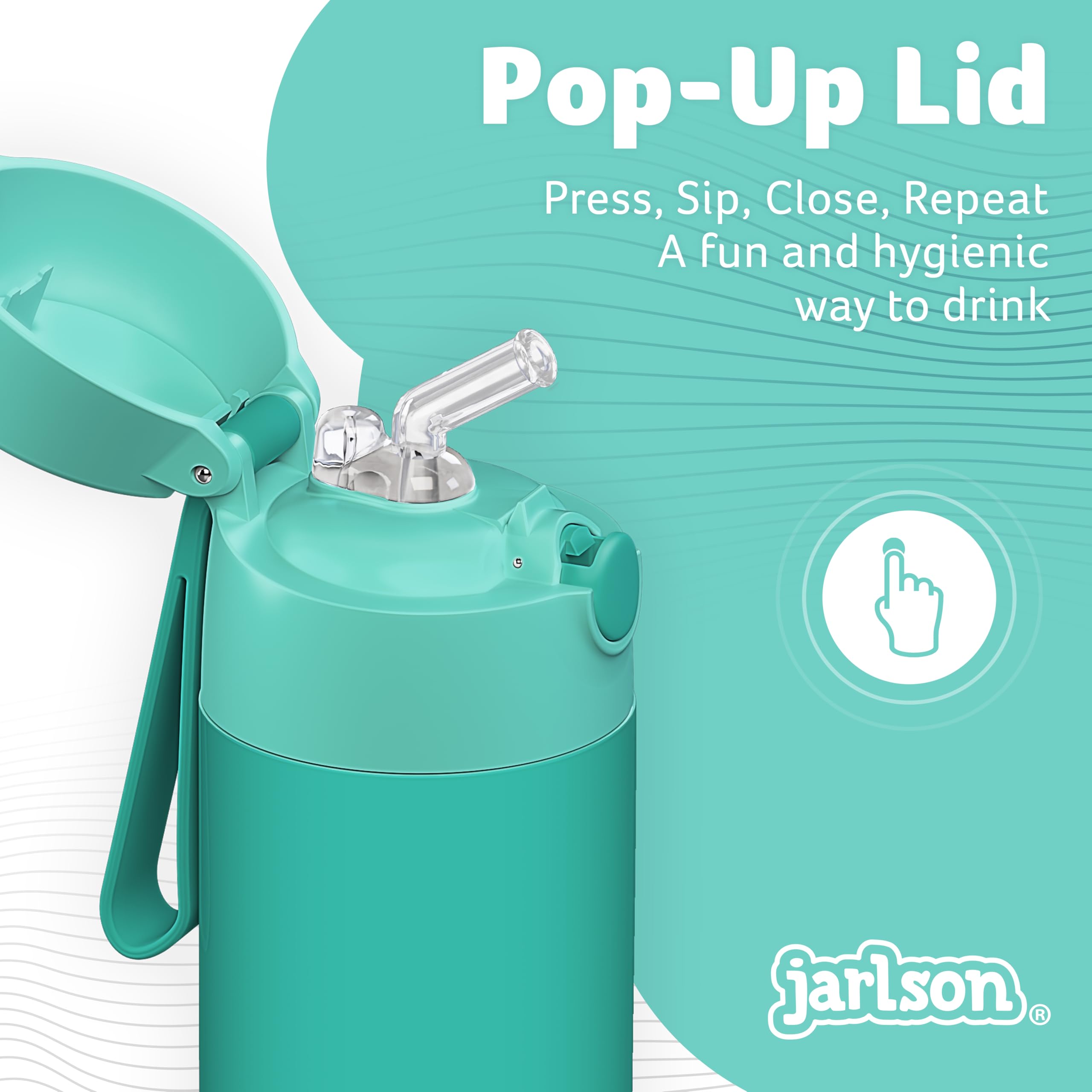 JARLSON Charli Children's Stainless Steel Water Bottle with Straw - Thermos Flask 350 ml - TV Tested - BPA Free - Leak-Proof - Thermal Water Bottle for School, Nursery - Turquoise, 350 ml - Image 4