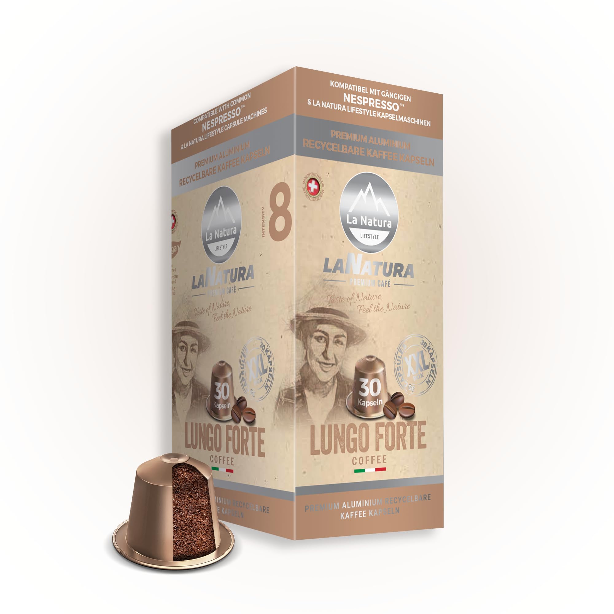 CAFÉ PREMIUM LUNGO FORTE | 150 Cápsulas de Café | Compatible con máquinas Nespresso* | Cápsulas 100% reciclables | Café con ácido fino, redondeado con sabor armonioso y discreto toque caramelo