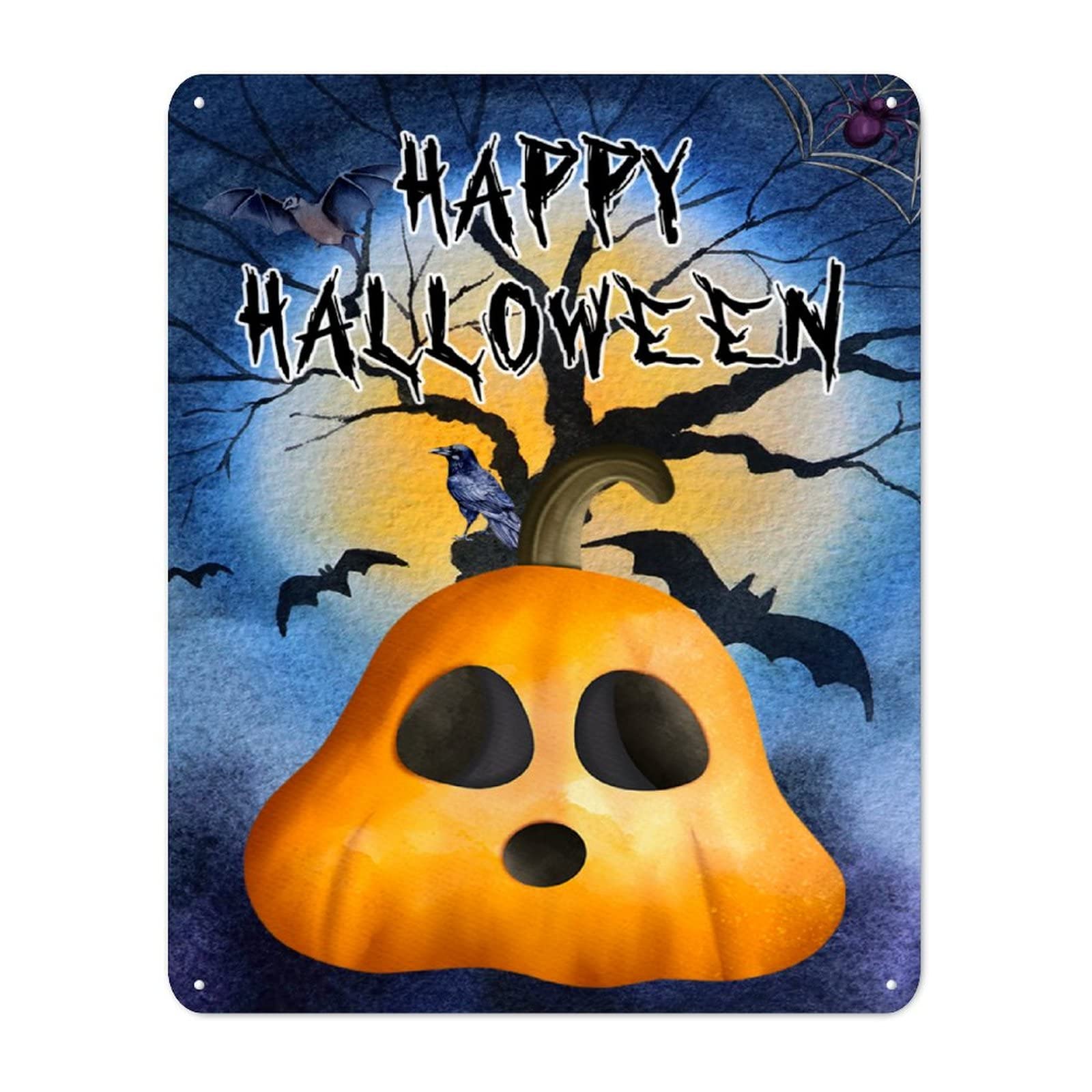 Décoration murale Happy Halloween en métal cadeau vintage idéal pour café et jardin