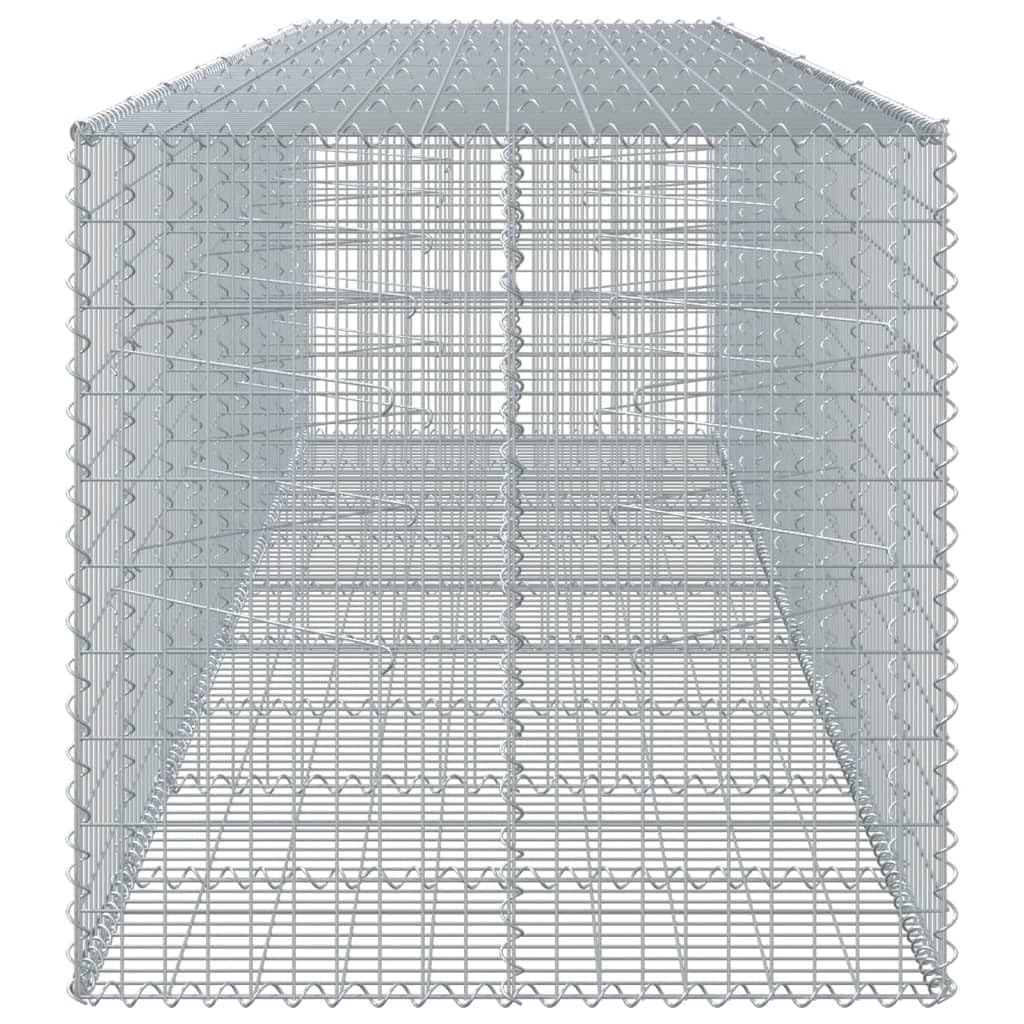 Kosz gabionowy z pokrywką 450x100x100 cm Żelazo ocynkowane | Montaż bez użycia narzędzi, w zestawie haczyki do zabudowy, do użytku zewnętrznego, ściany nośnej lub dekoracji