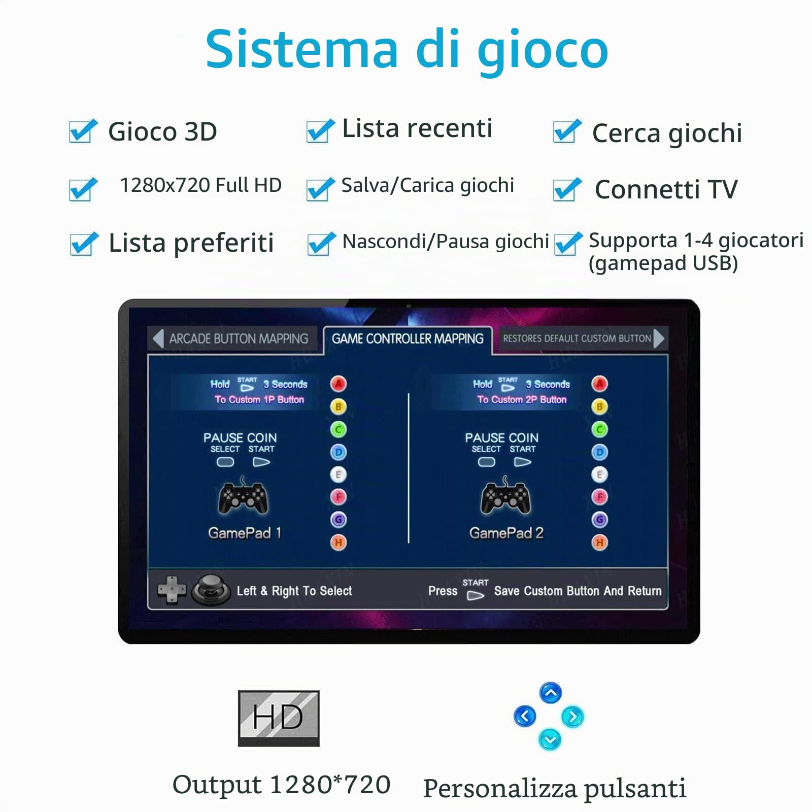 Portatile 30000 in 1 Scatola di Metallo 3D Arcade Game Console, Pieghevole Notebook 19" Schermo Retro Console di Gioco Elettronica, con Ricerca/Nascondi/Pausa Funzioni