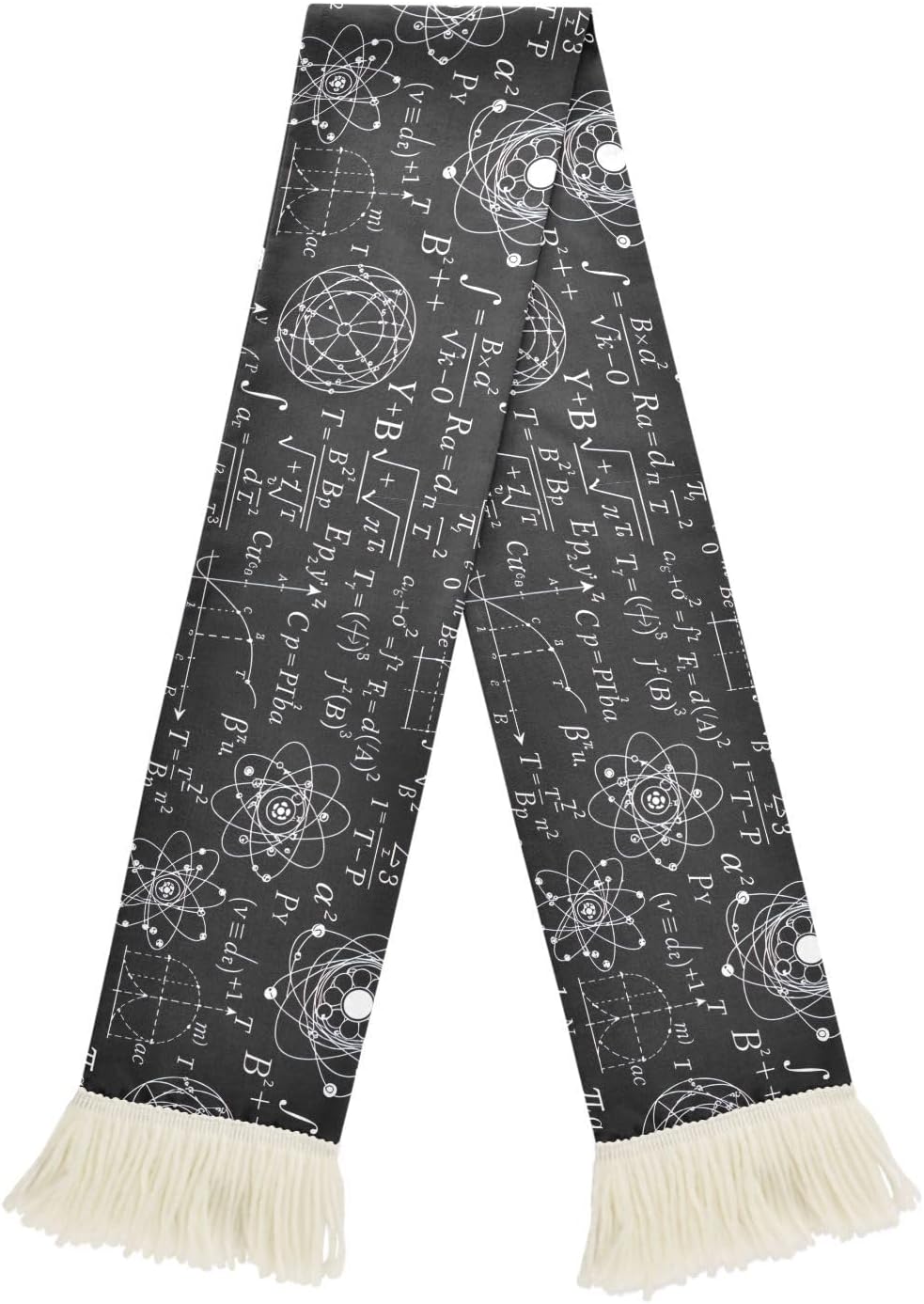 CHIFIGNO White Math Black Sports Fan Scarf, Soft Absorbent Sweat Towel Wrap for Soccer Games, Cheering Rally Accessory