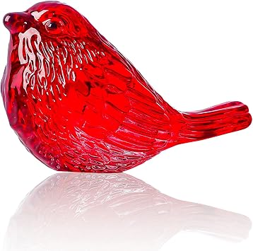 تماثيل الطيور الزجاجية من LONGWIN ديكور للمنزل، هدايا طيور كريستالية صغيرة مصغرة مصنوعة يدويًا، تماثيل حيوانات قابلة للتجميع