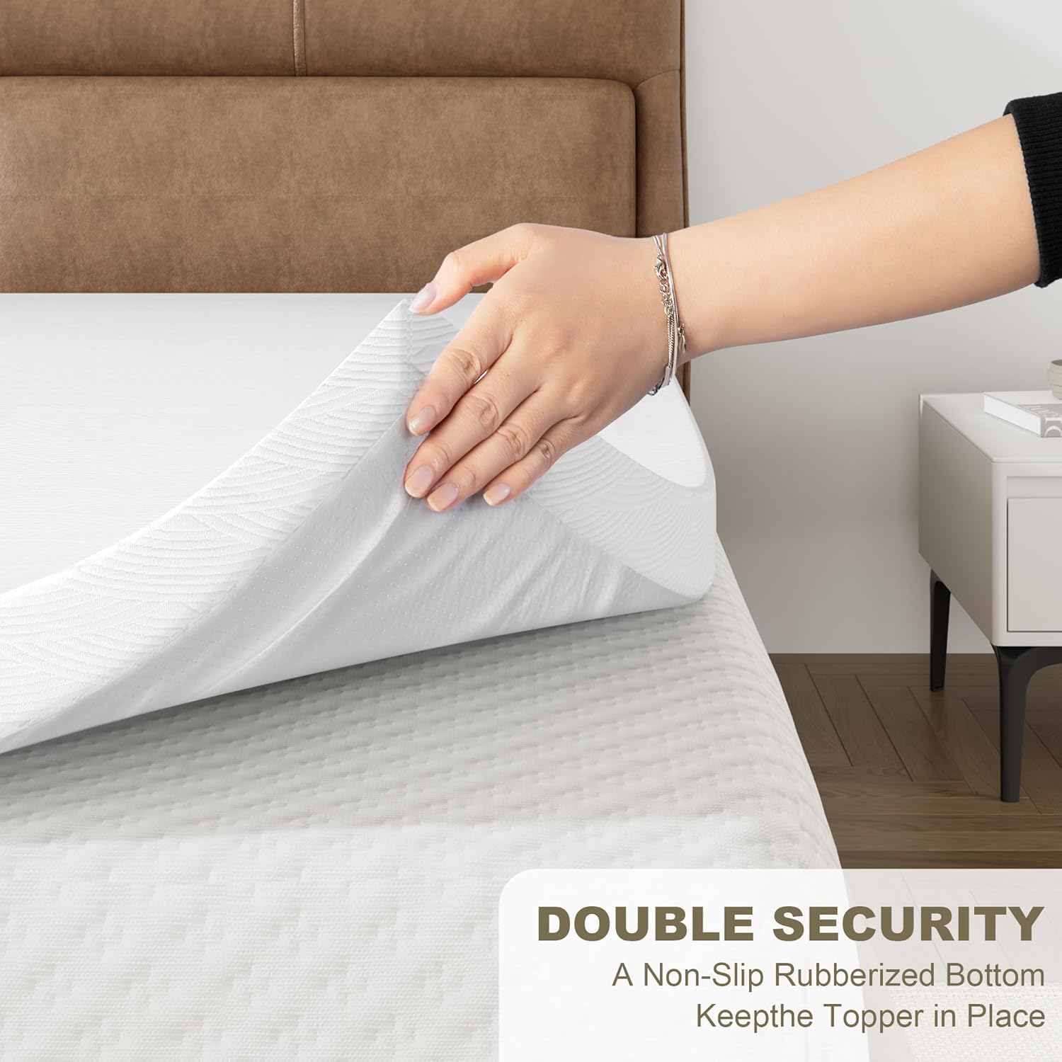 Zenzy 2" Queen Bamboo Mattress Topper Cover, Oeko-TEX Certified, Ultra-Soft Zippered Topper Protector with Adjustable Straps, Washable (Cover Only) - Image 5