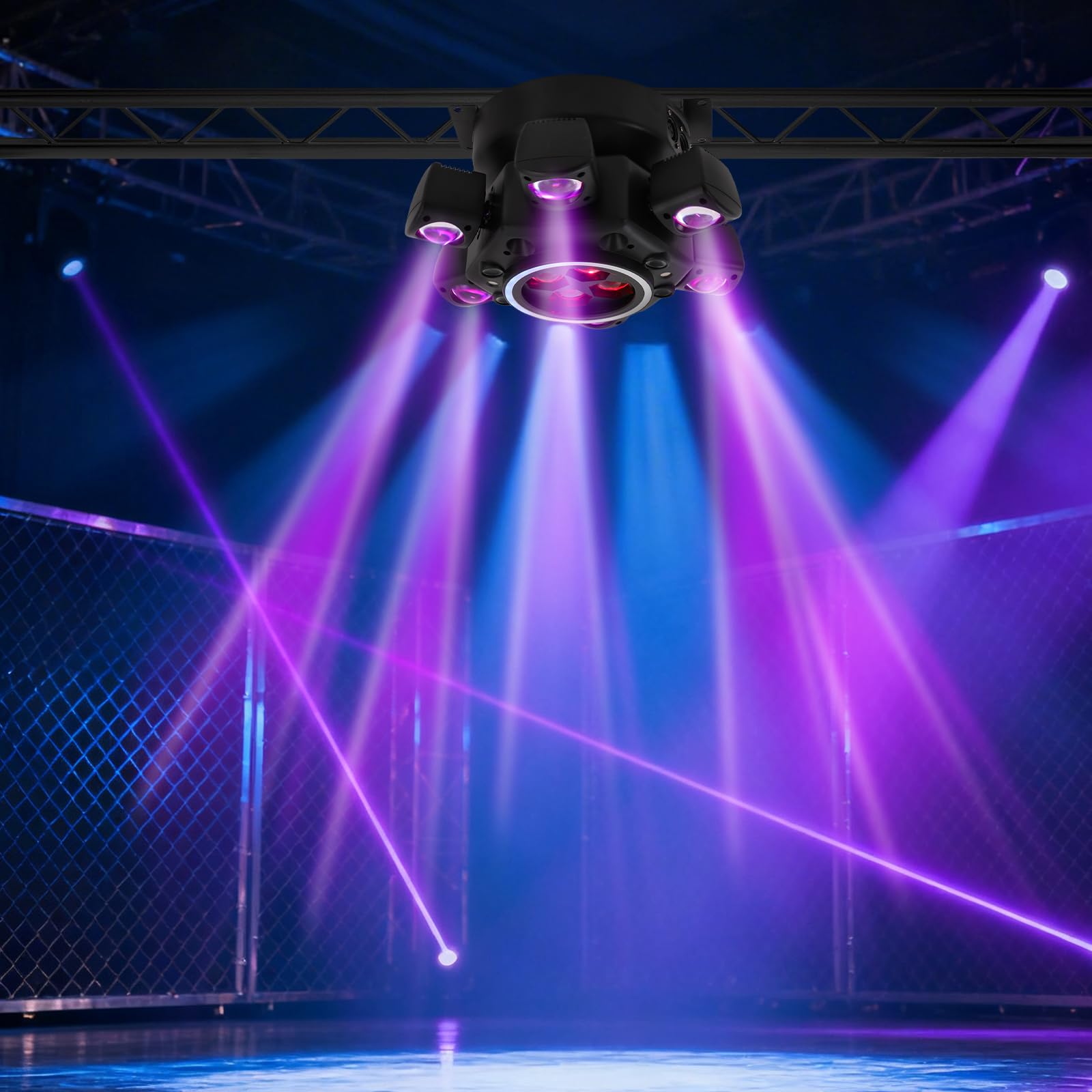 DJ Light Moving Head, 120W 6 Arms Beam Rotating Stage Lights, 0-100% Dimmung, Laser/Strobe, Support Remote&DMX-512 & Sound Activated 25CH, für DJs, Bands, Bars, Lasershow