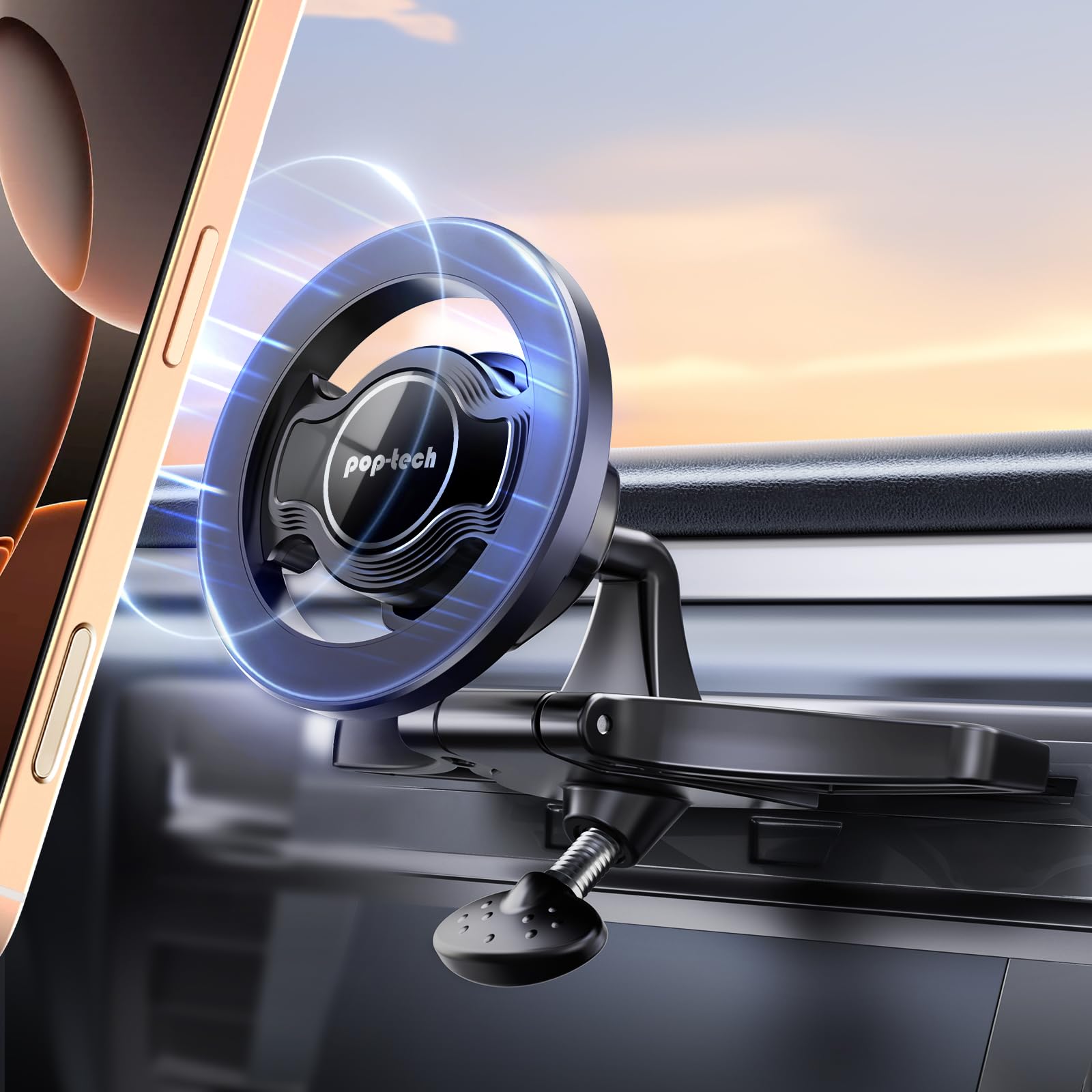 pop-tech for MagSafe CD Slot Car Phone Holder Built-in Steel Plate Universal Magnetic CD Player Cell Phone Mount