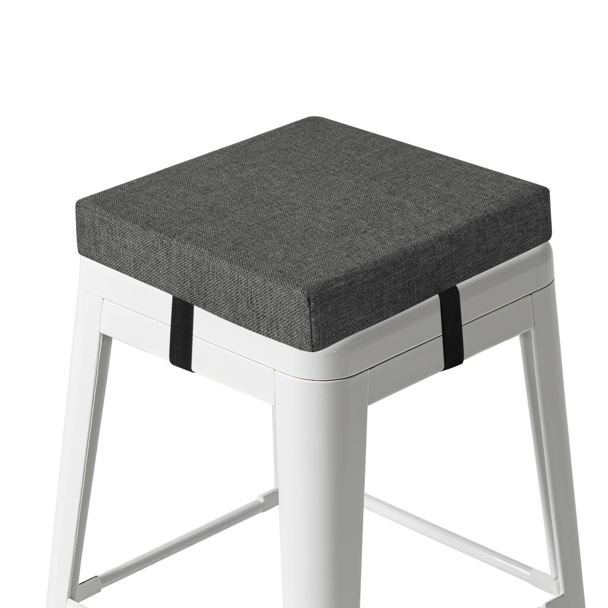 MineCozy Bar Stool Cushions Square Stool Cushion Thick Non Slip Chair Pads with Ties and Washable Cover 12" X 12" Dark Grey