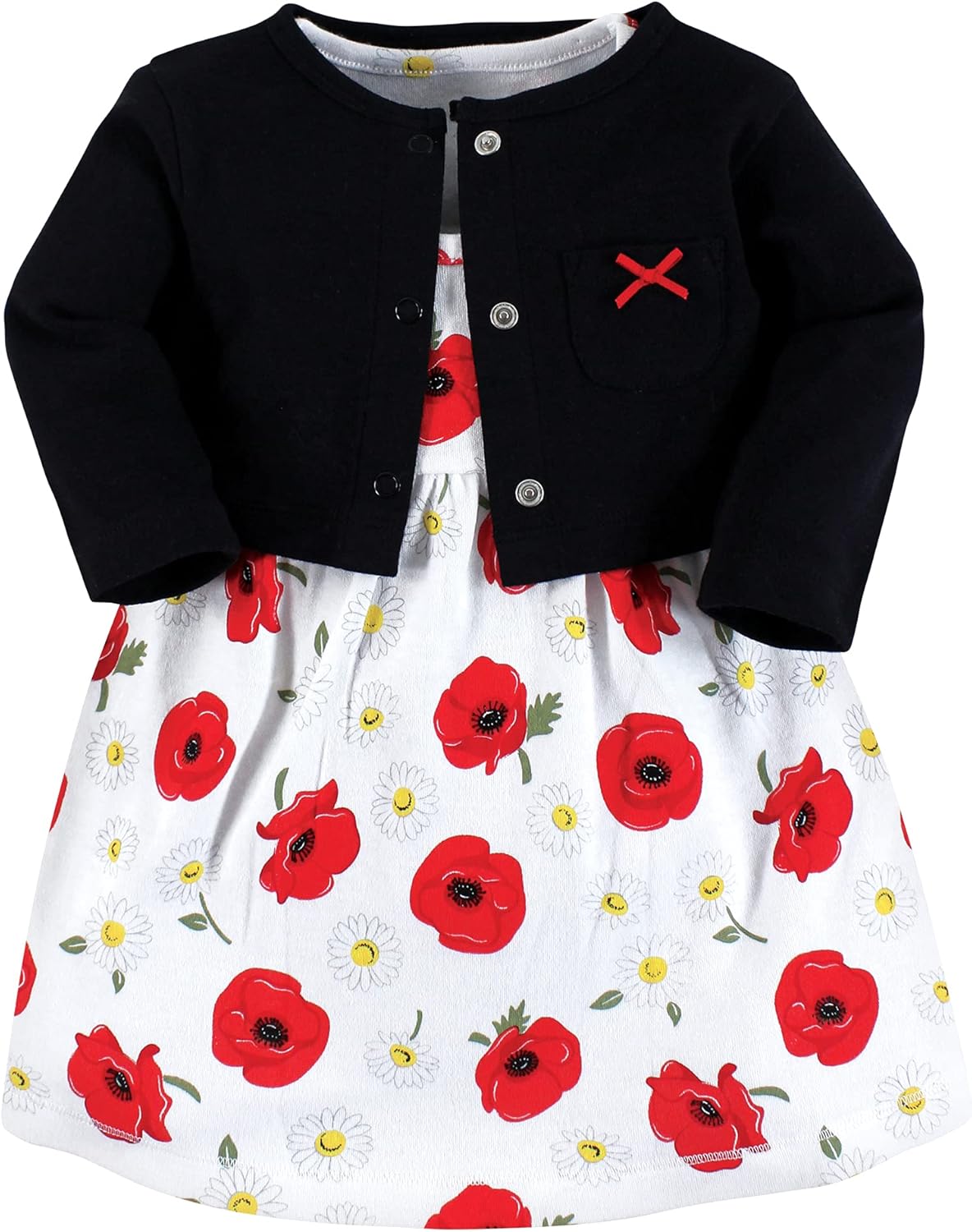 Hudson Baby Infant and Toddler Girls Cotton Dress and Cardigan Set