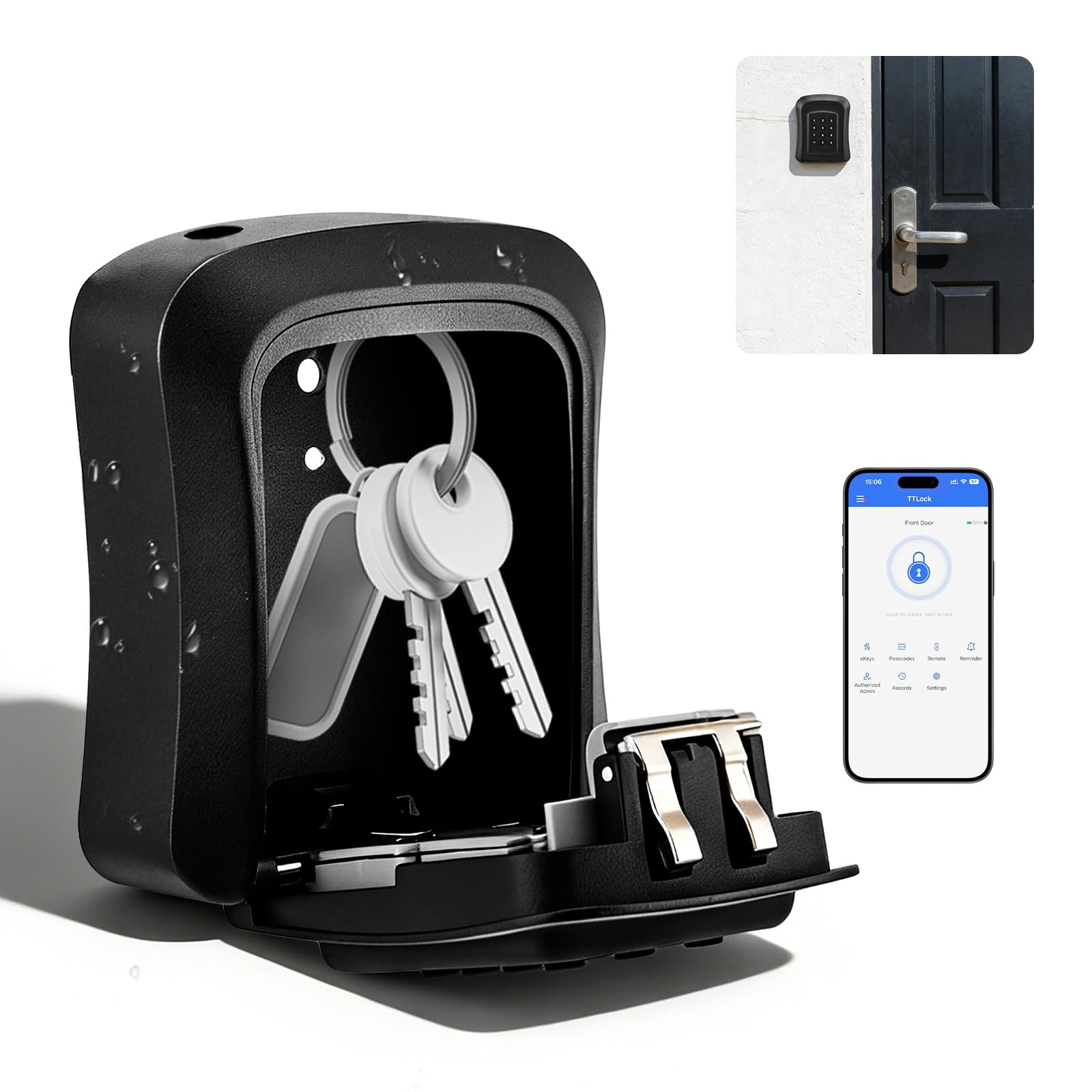 Smart Cassetta Sicurezza Chiavi,Key Box Per Chiavi Bluetooth Con Codice Numerico,App Ttlock E Codice Pin,Impermeabile Ip66, Cassaforte Per Chiavi Elettroniche Per Casa,Ufficio,Affitto Immobiliare
