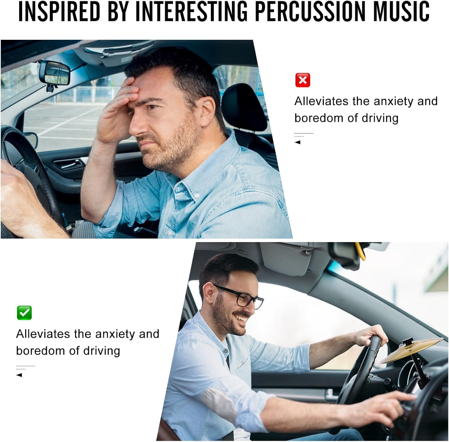 Cimbalo per auto, mini tamburo per gli amanti della musica, per rendere la guida più divertente, per tutti i tipi di veicoli, installazioni semplici (Argento)