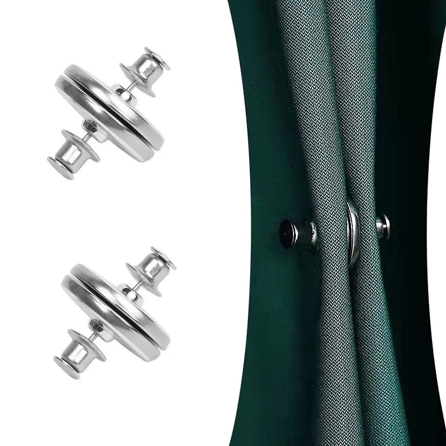 BLAGO Curtain Magnets Closure, Curtain Weights Magnets with Back Tack to Prevent Lights from Leaking, Curtain Magnetic Holdback Button for Home Bedroom Office Curtain Draperies (2)