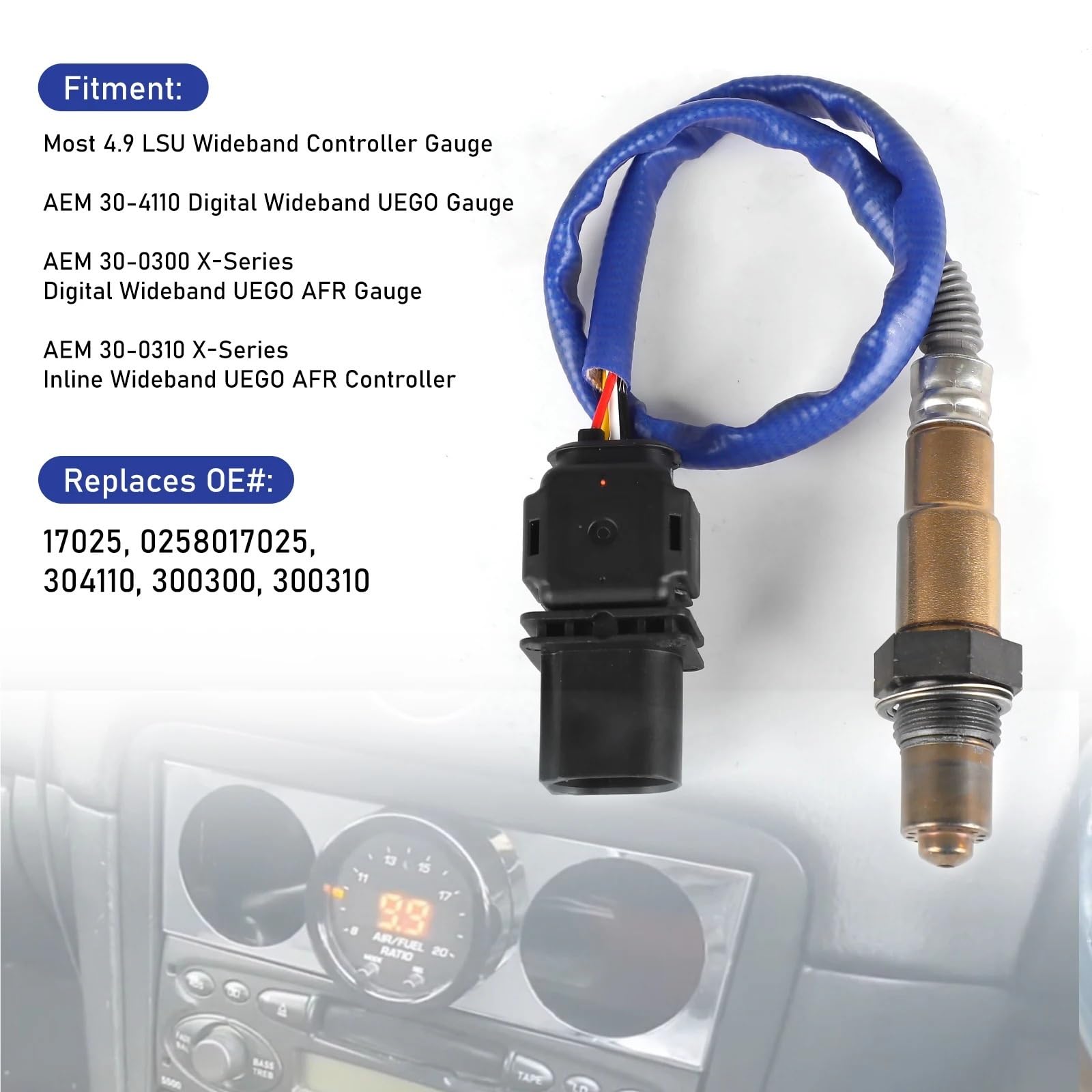 sonda NOx sensor NOx Pasuje do sondy lambda szerokopasmowej Bosch LSU4.9 O2 UEGO, pasuje do PLX AEM 30-2004 30-4110 30-0300 0258017025