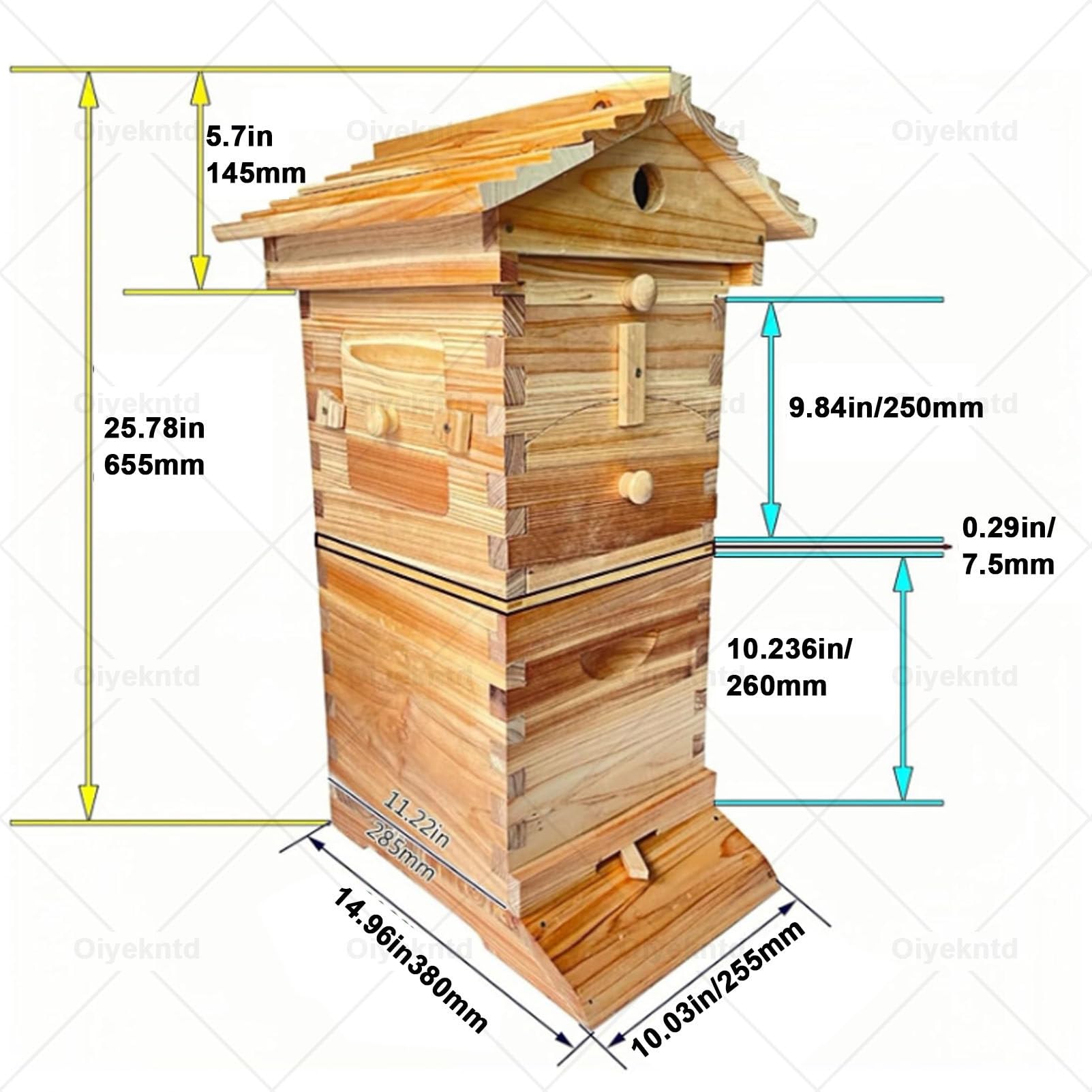 Kit de inicio automático de apicultura con ventana de observación y boquilla de miel, juego completo de colmena de madera para un manejo fácil y autofloreciente, ideal para principiantes