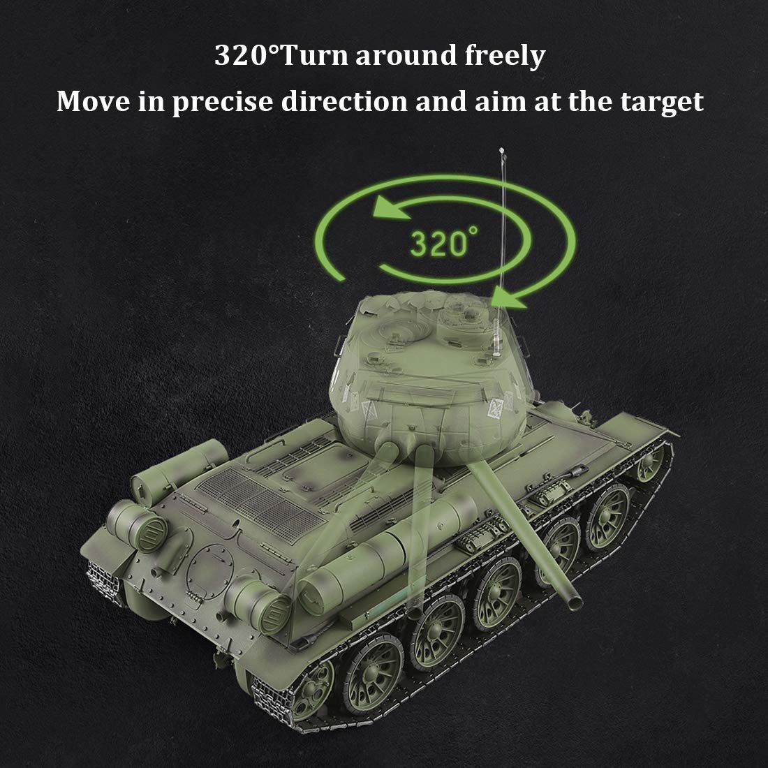Carro Armato Telecomandato 1/16 2.4G Sovietico T-34 Medio Con Effetti Sonoro-Luce Fumo, Militare RC All Terrain Off-Road Modello per Adulti - Edizione Basic
