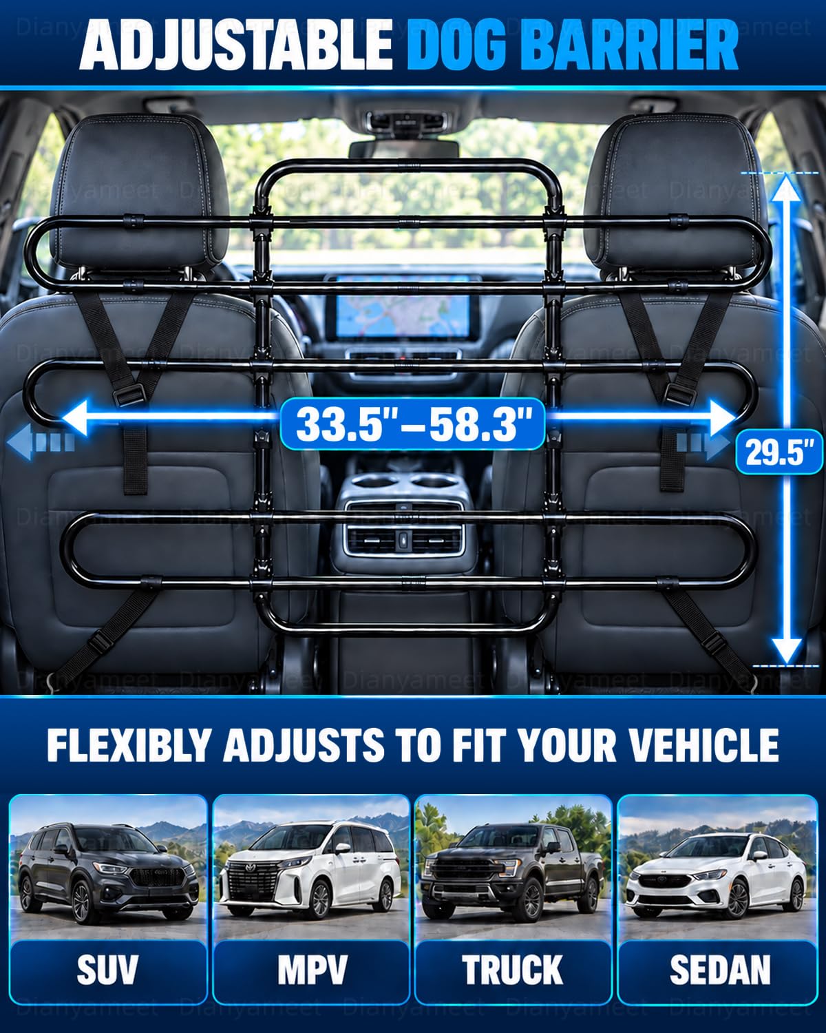 Auto-Hundeschutzgitter Universal Verstellbare Hundebarriere