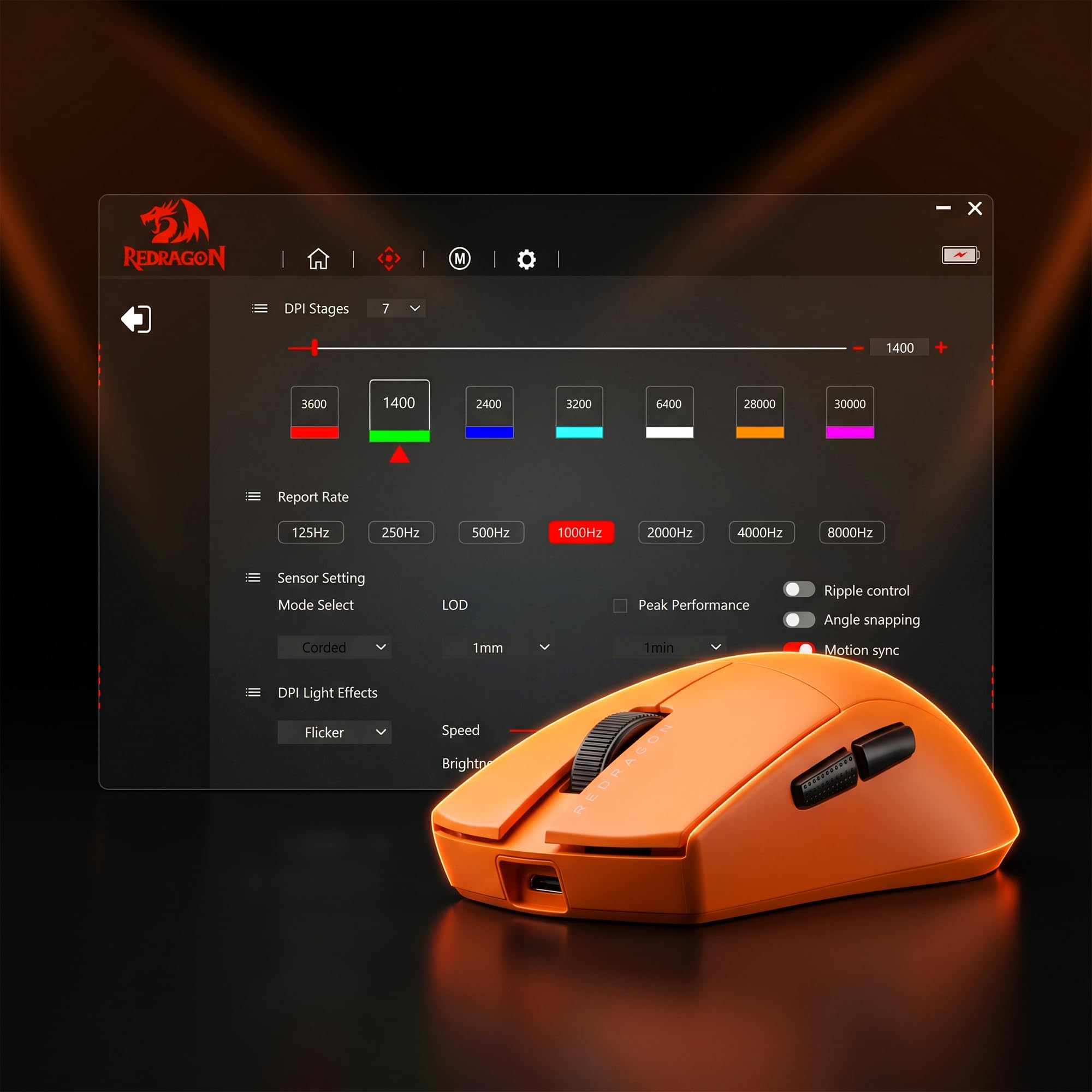 Redragon M916 ULT Ratón Gaming Inalámbrico 8K 54g Ultraligero 30000 dpi | Agarre Ergonómico Natural Botones Programables Alta Precisión Tasa de Sondeo 8K