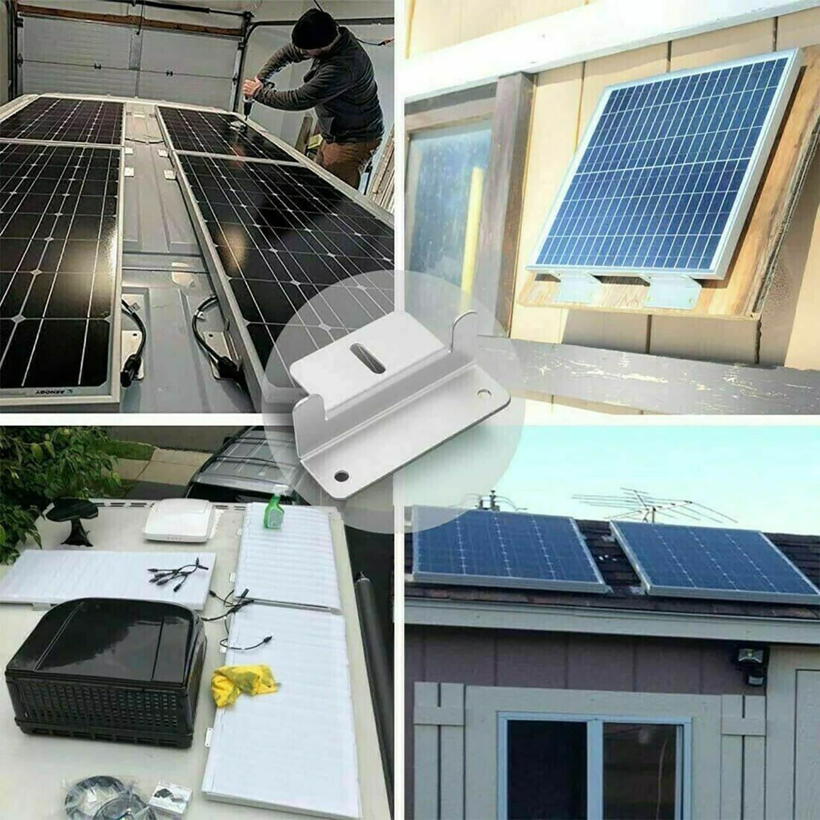 SPORTARC Staffe di montaggio a pannello solare Z, staffa a Z, staffa a pannello solare in alluminio con viti e dadi per camper, barca, roulotte, yachting pannello solare