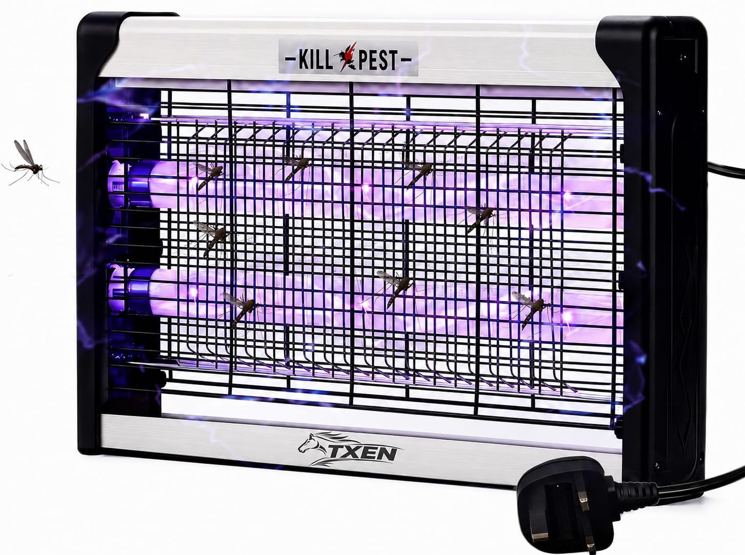 Electric Fly Killer Indoor & Outdoor | Mosquito Control Light With 1800V Grid | Electric Fly Zapper For Home Use | Safe & Silent | Wall-Mounted (UK...