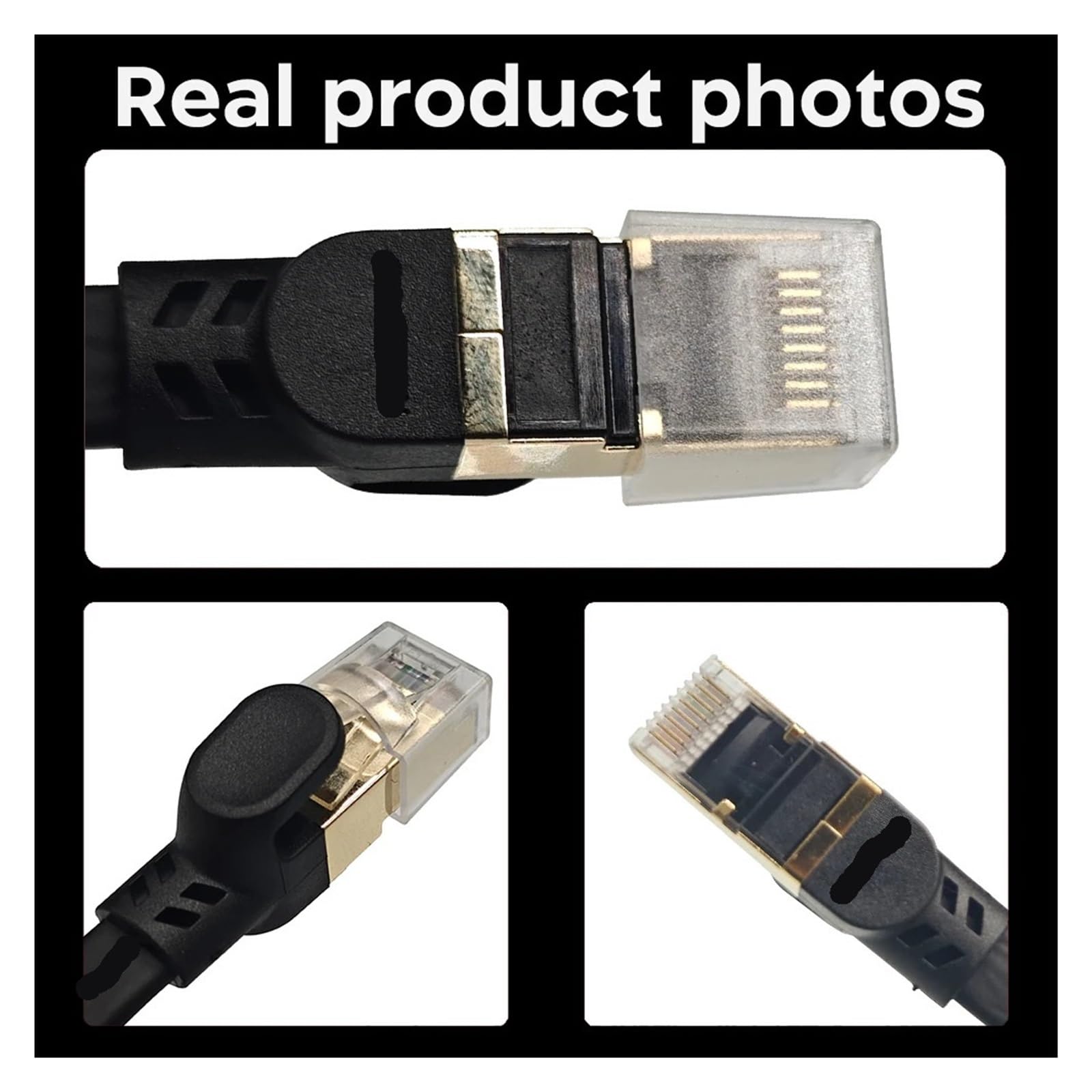 Générique Câble Ethernet plat Cat8, cordon de raccordement LAN RJ45 haute vitesse 40 Gbps 2000 MHz, réseau blindé SSTP 28 AWG for jeux, routeur, modem, 0,15-30 M(20M)