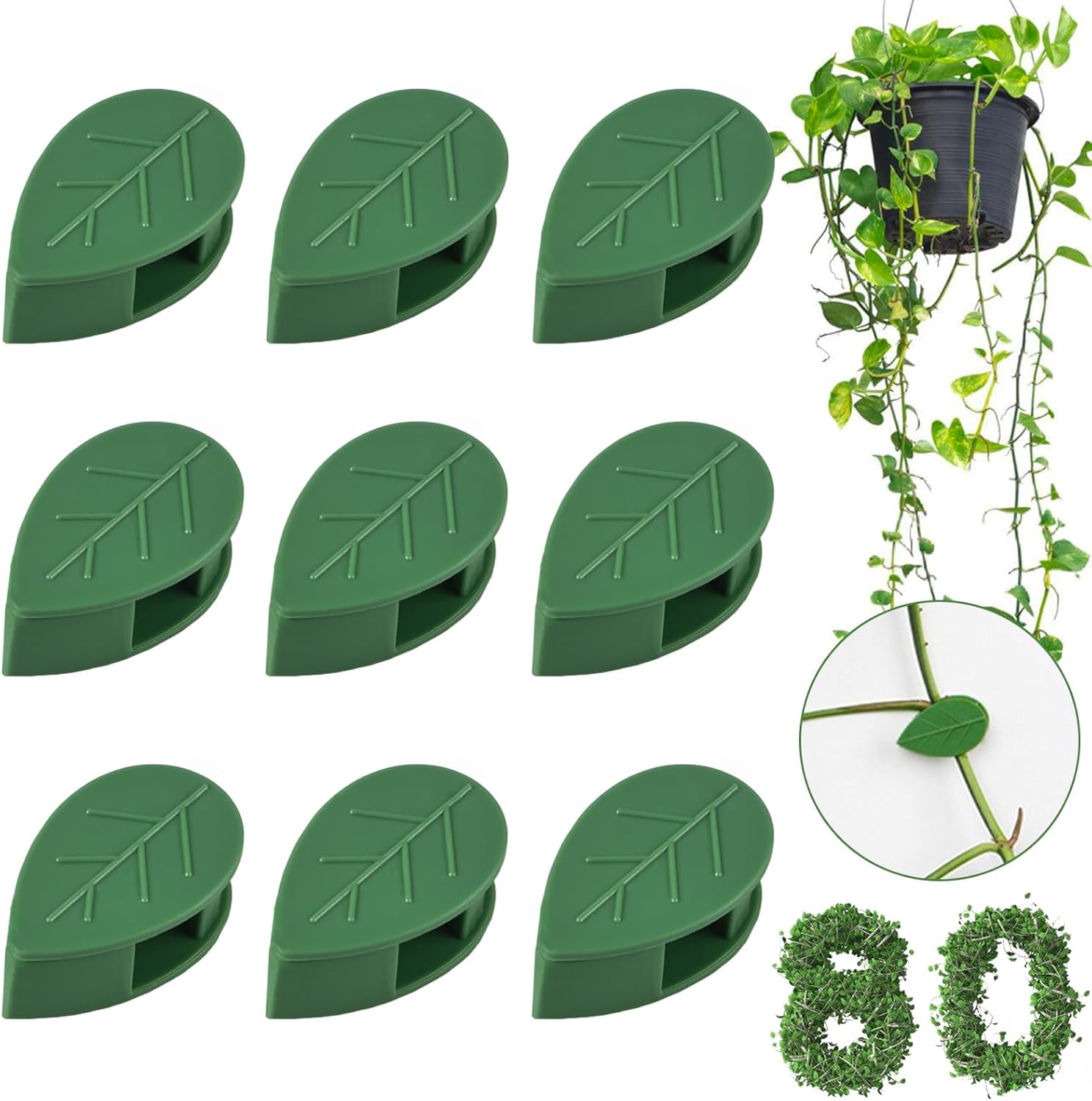80 Pieces Plant Climbing Wall Fixture Clips, Plant Hooks for Wall with 96 Pieces Acrylic Adhesive Sticker, Invisible Plant Vine Wall Clips for Climbing Plants Indoor Leaf